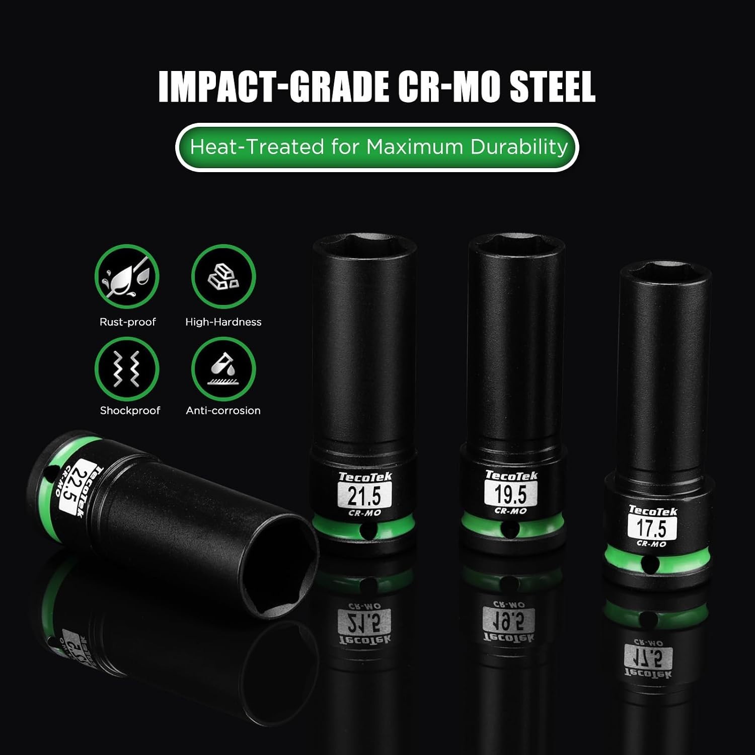 4-Piece Chrome Molybdenum Lug Nut Socket Set with Impact Wrench Compatibility