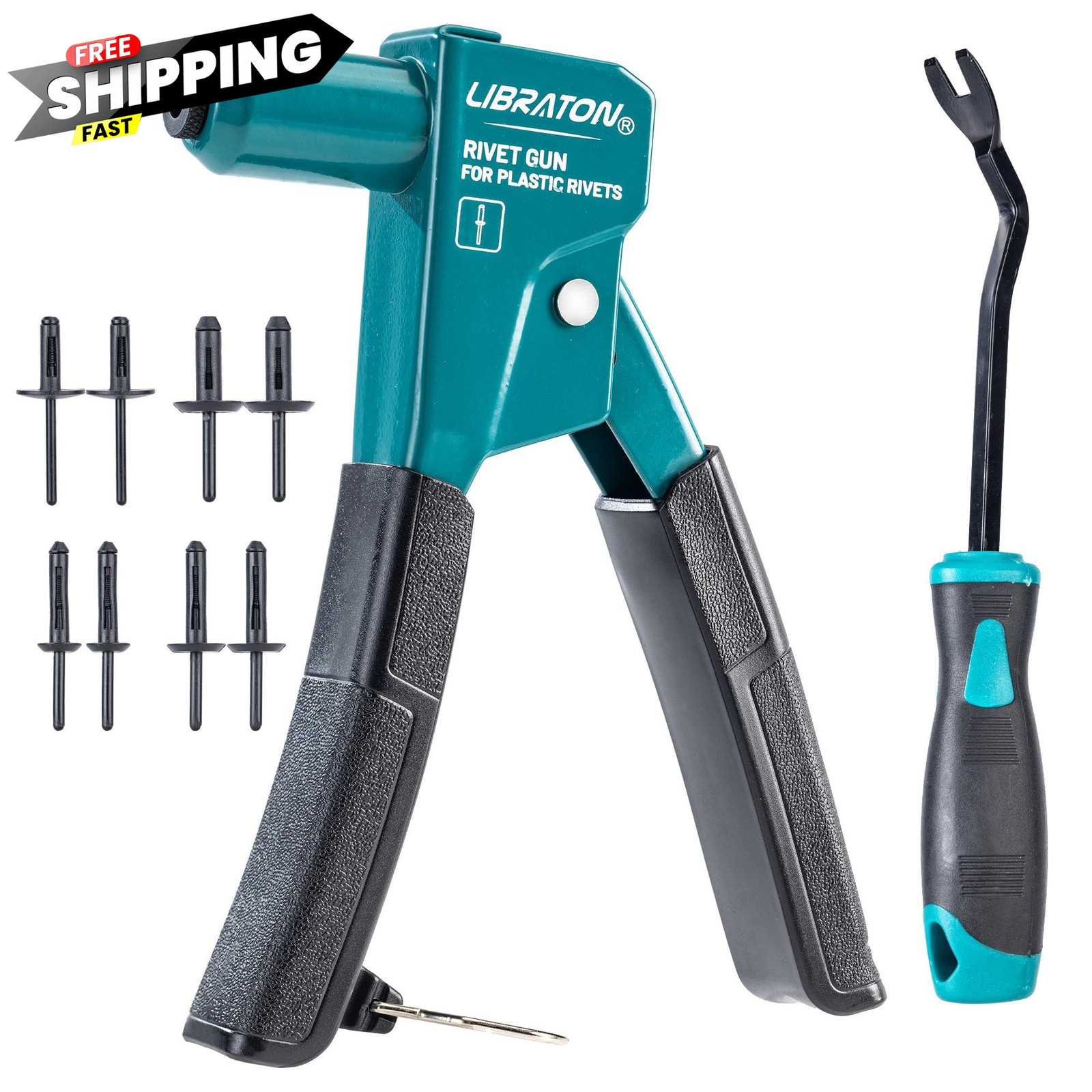LIBRATON Plastic Rivet Gun Kit with Fastener Remover, 90 Degree Angle Hand…