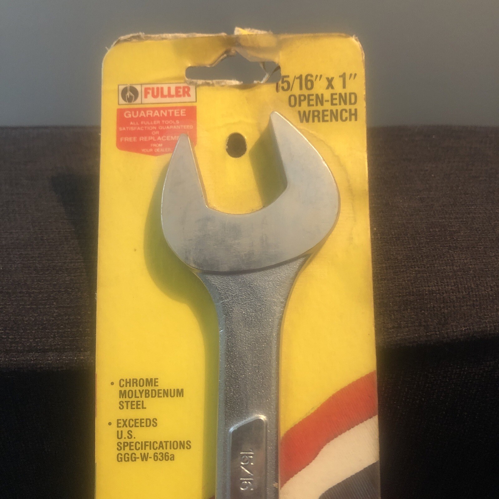 Vintage FULLER 15 / 16″ X 1” Open End Combination Wrench #1466 New On Card
