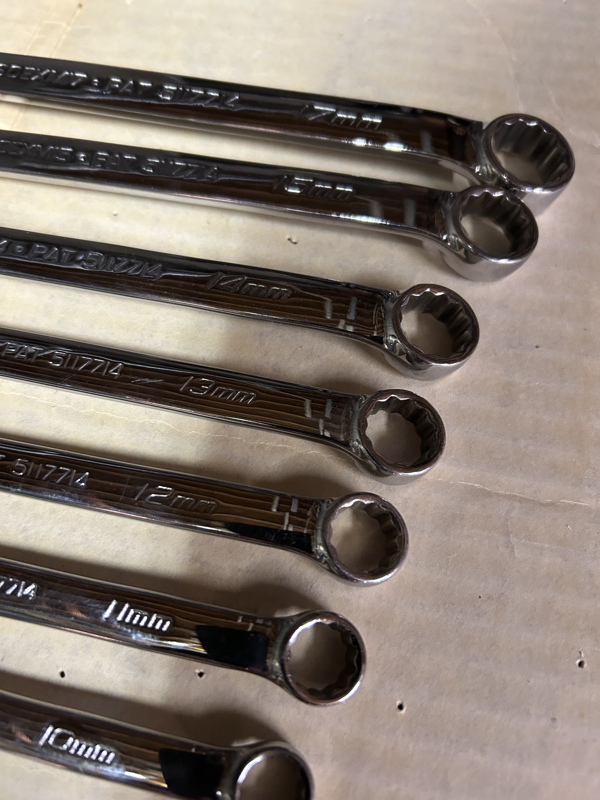 Snap on 7 Pc metric Flank Drive Plus Wrench Set 10-17mm