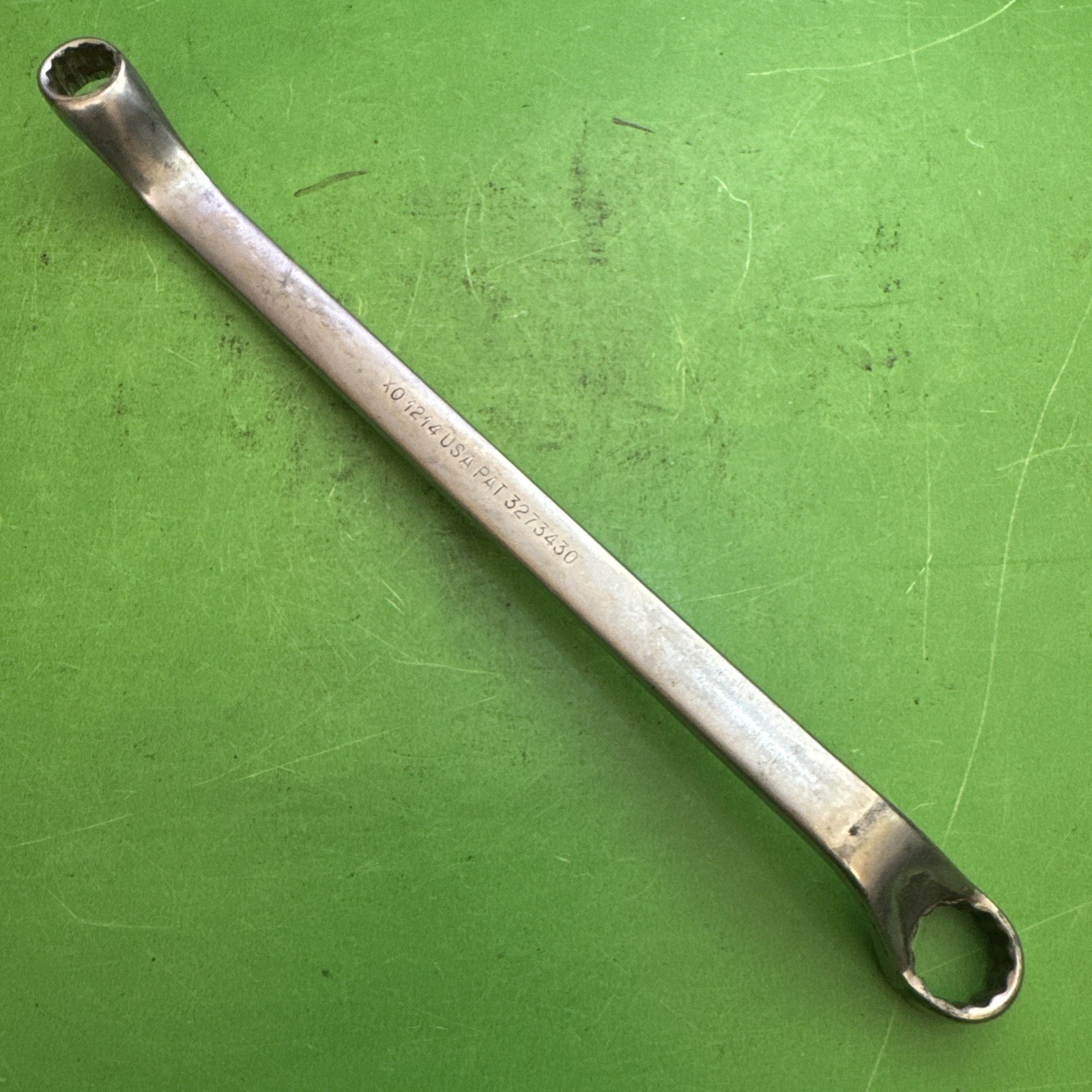 Snap-On Hand Tools USA SAE Sz 3/8″ x 7/16″ Deep Offset Box End Wrench MPN XO1214
