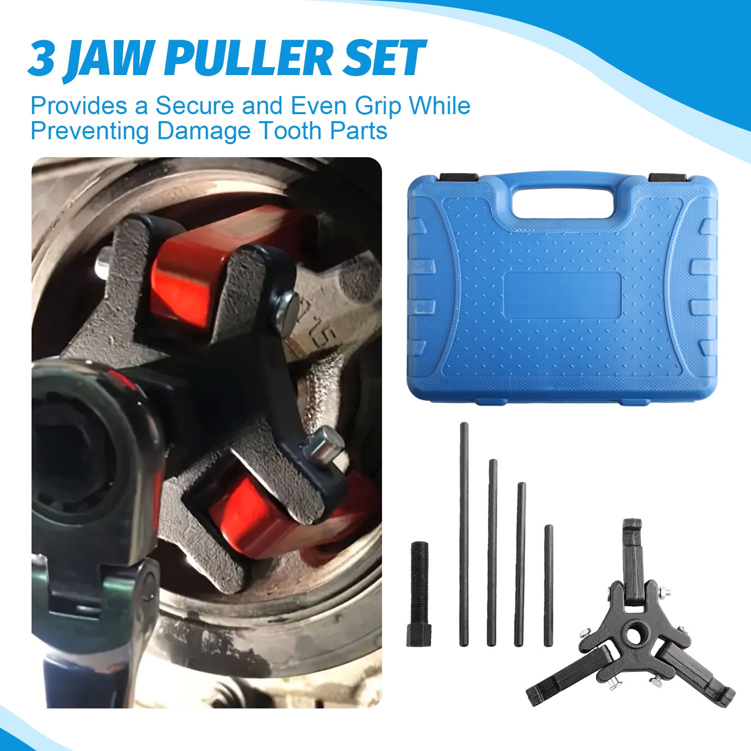 For Chrysler GM MIT OLD 6Pcs Harmonic Balancer Pulley Puller Set w/ Blue Case