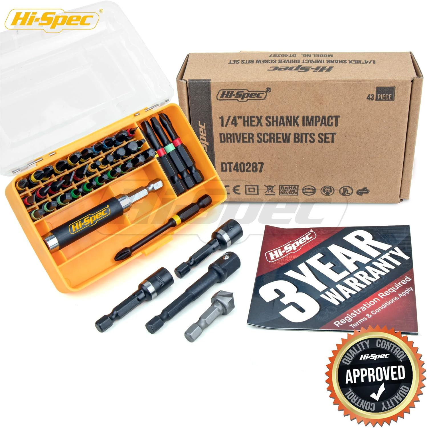 44Pc Impact Drill Driver Screw Bit Set with Popular PZ & PH Sizes, 1/4 Hex S2 Sc