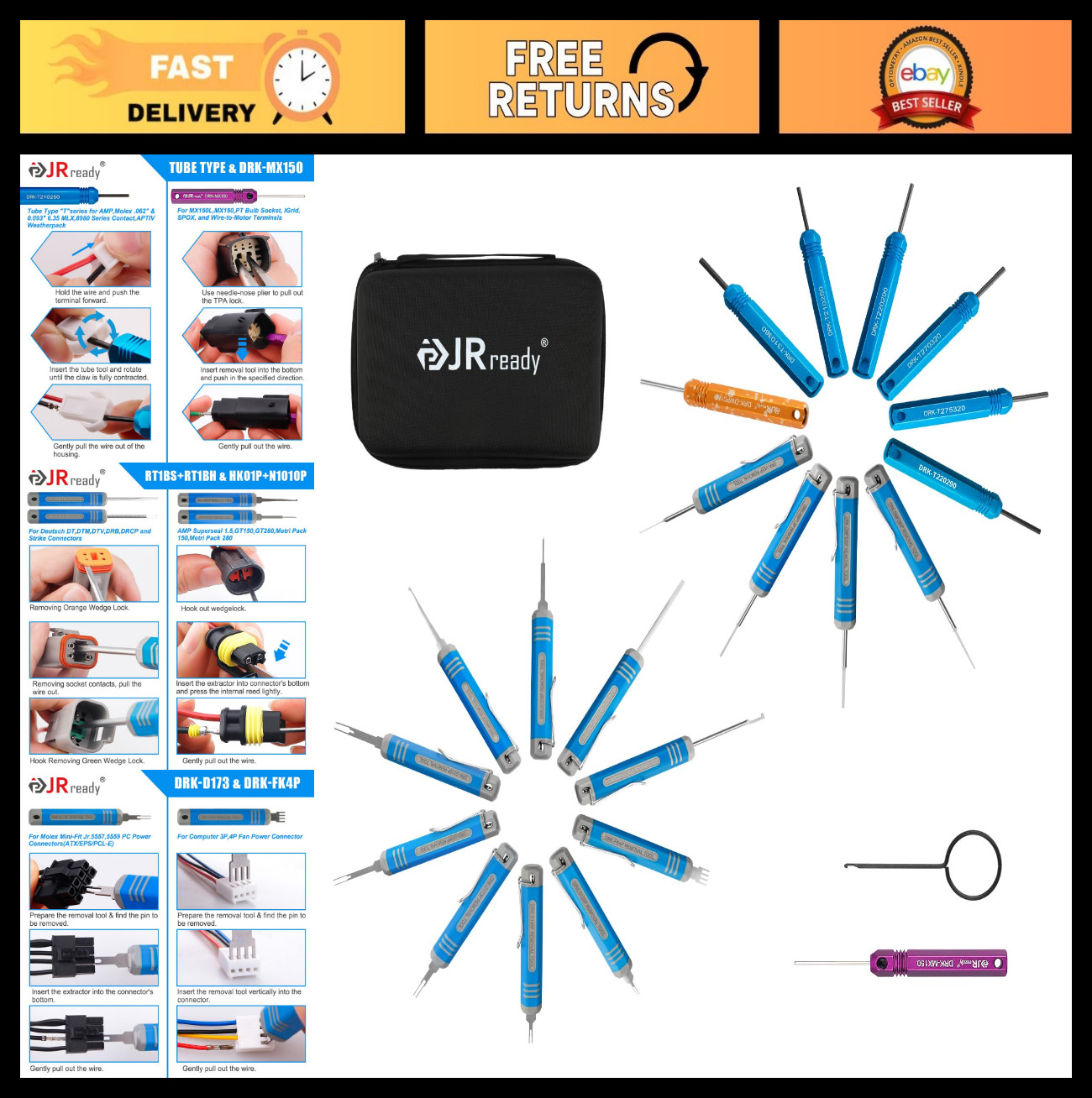 22PCS Pin Extractor Tool Kit – Terminal Release Tools for Automotive, Computer,