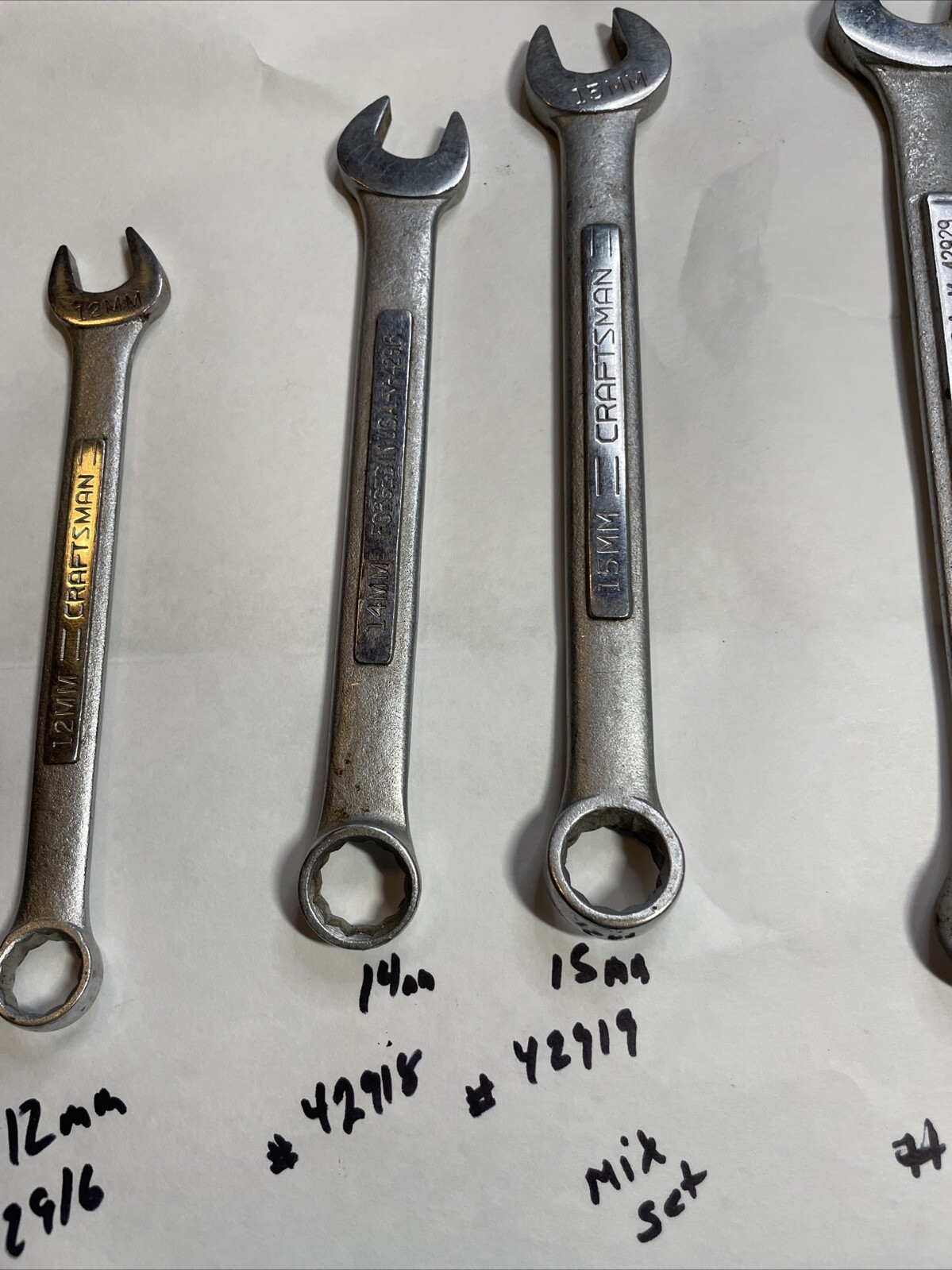 Craftsman Box End Wrenches Mix Set 12mm 14mm15mm17mm42916 42918 42919 42929 Lot4