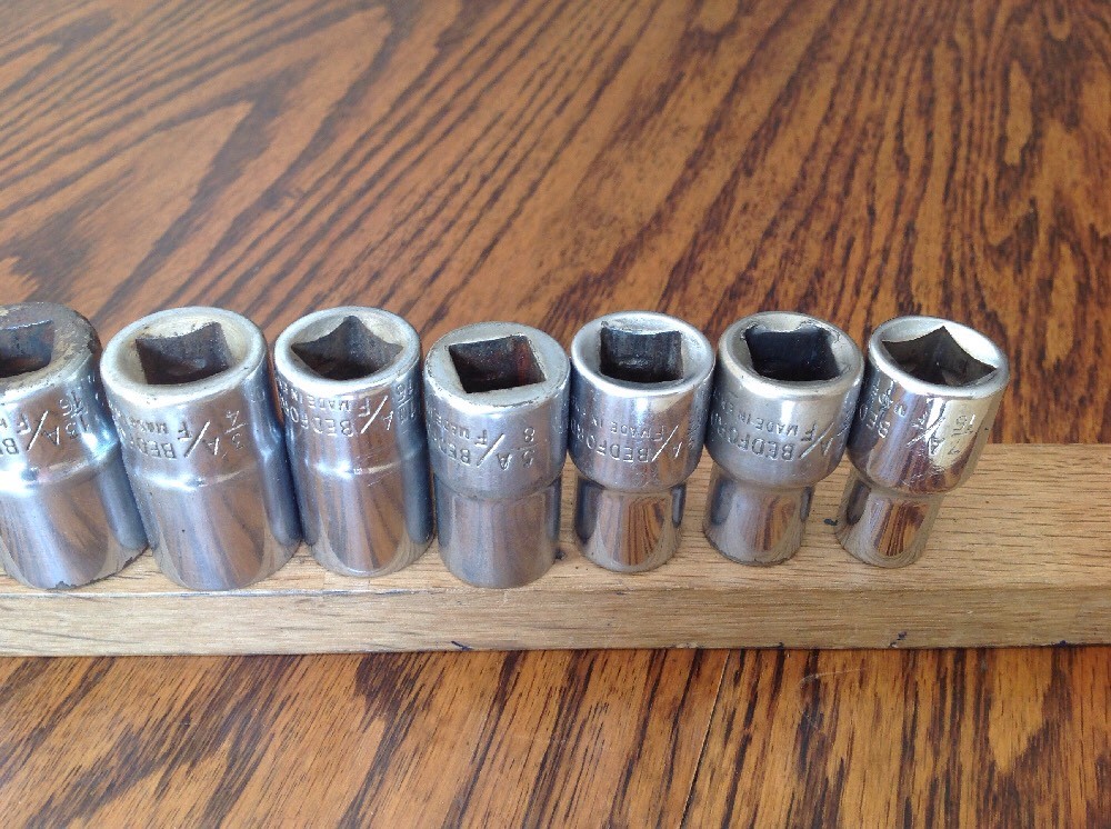12 Bedford Sockets 1-1/8″ To 7/16″AF With 1/2″ Drive.A.
