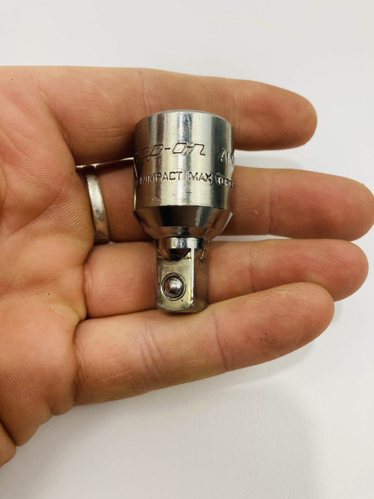Snap-on Tools USA 1998 Rare CHROME 1/2″-3/8″ Drive Reducer Extension Socket AIMF
