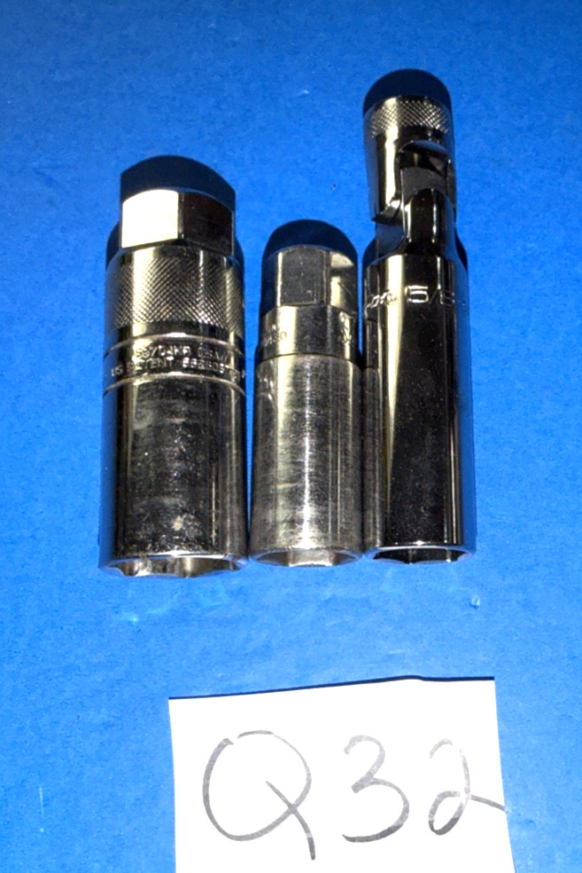SNAP-ON TOOLS 3 PIECE 3/8 DRIVE SPARK PLUG SOCKETS 1 NEW 2 USED