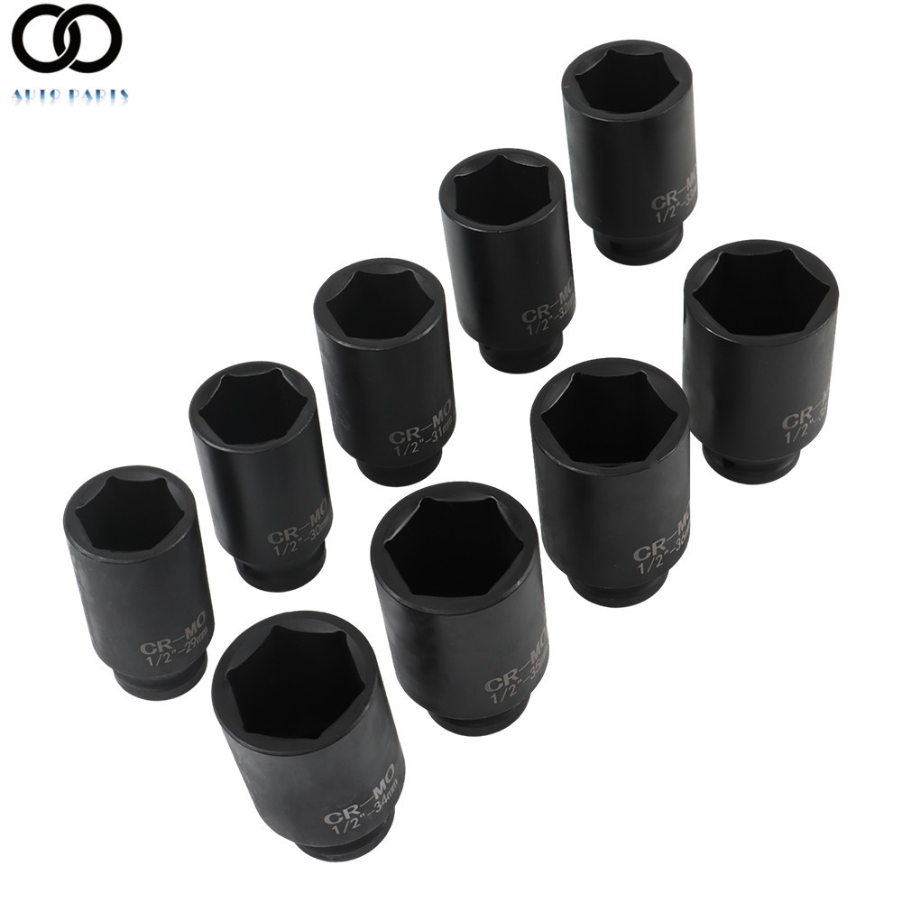 9PCS 1/2» Drive Deep Impact Socket Set Metric Axle Hub Nut Sockets 29-38mm Set