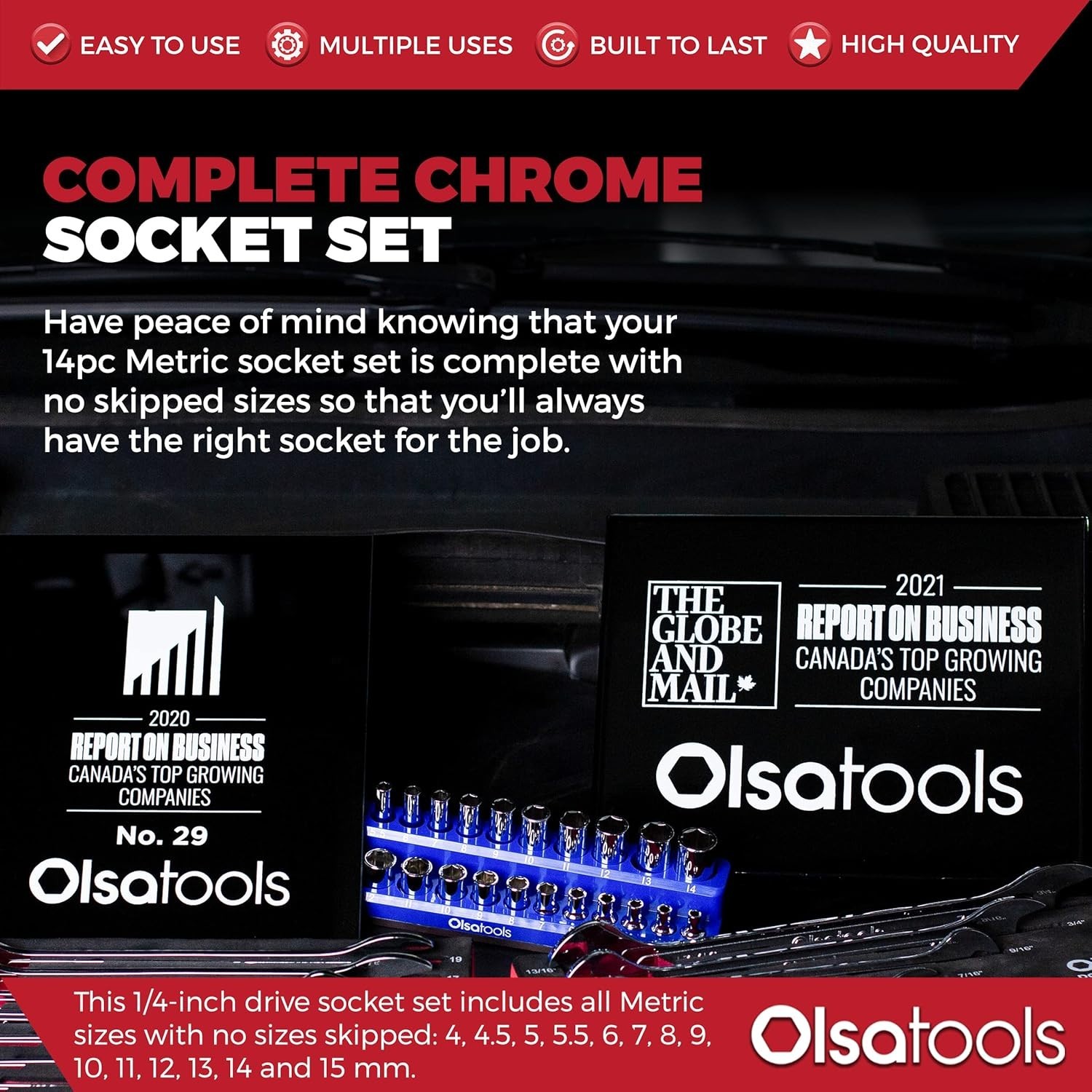 Shallow Metric Socket Set – 14 Sizes Included