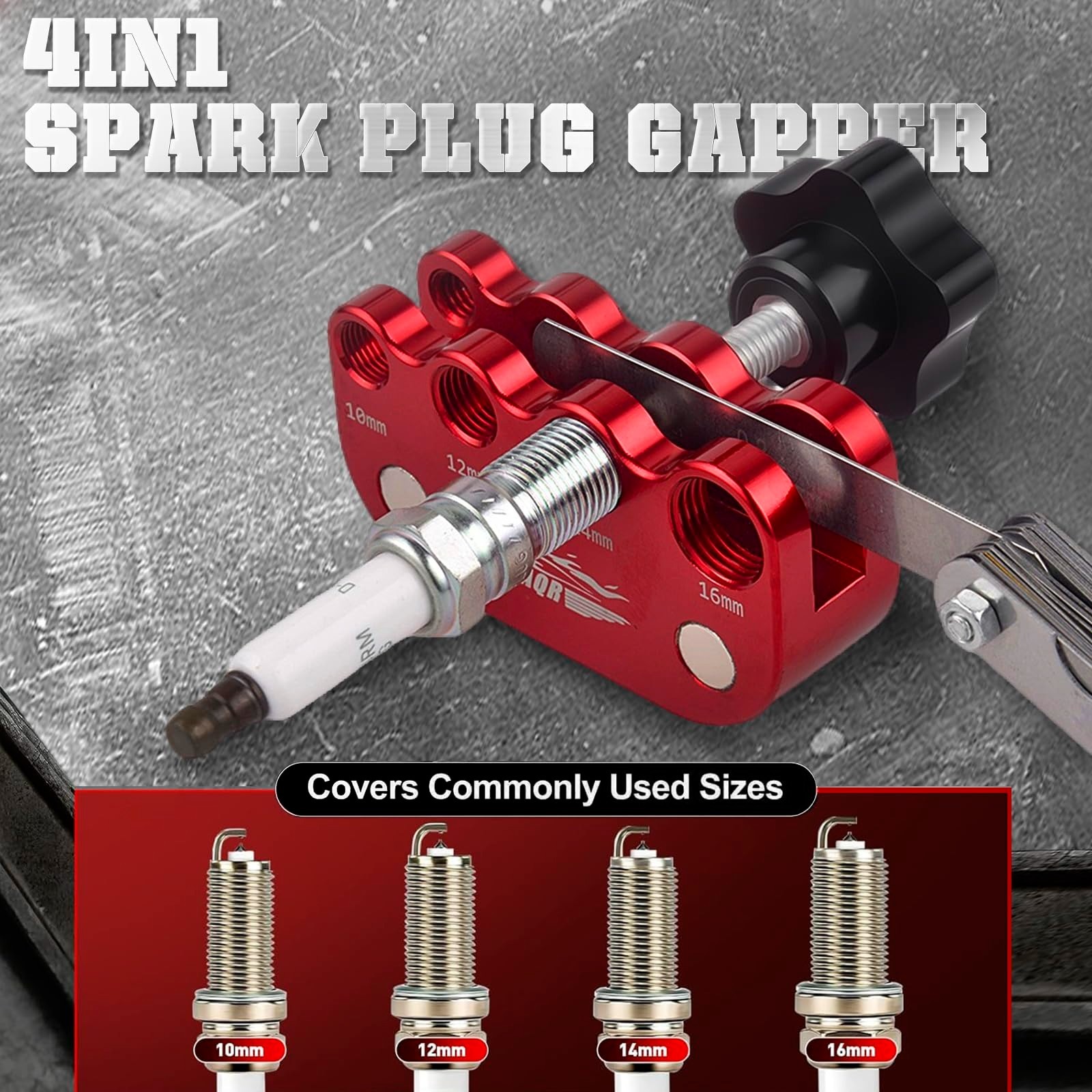 Universal Spark Plug Gap Tool Set with Feeler Gauge for 10mm 12mm 14mm 16mm Plug