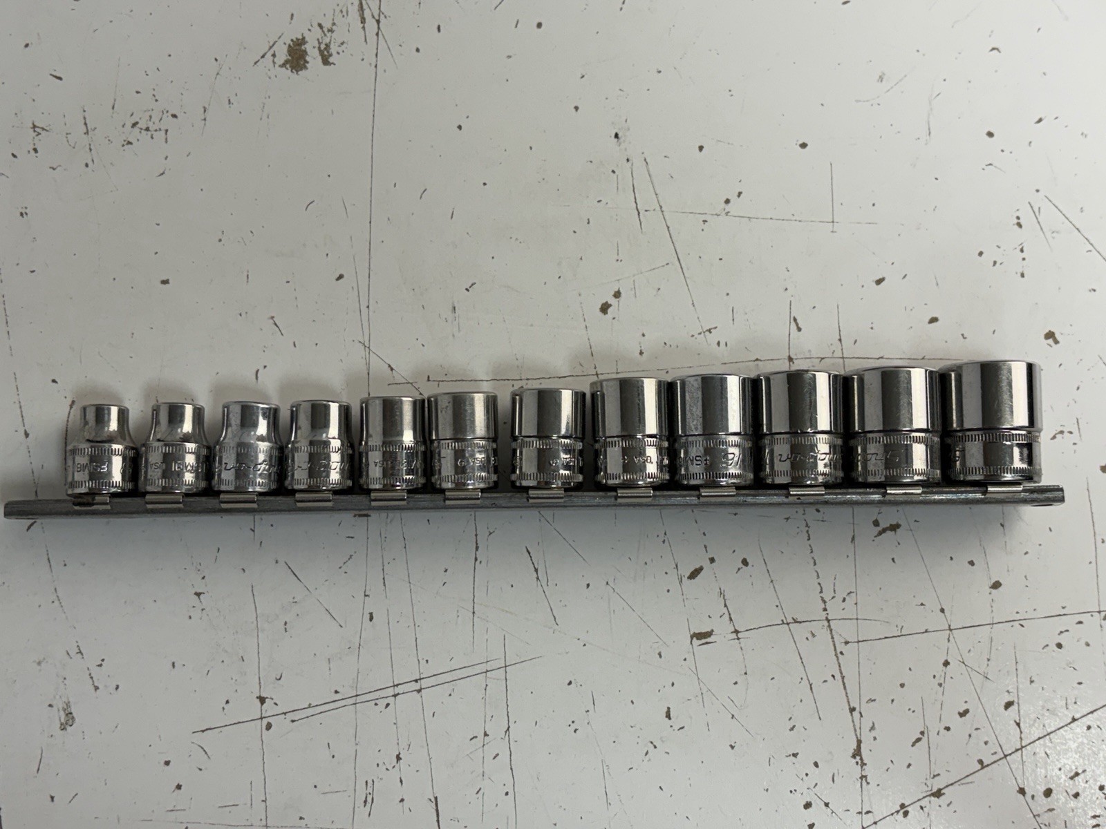 Snap on 3/8dr 6pt Shallow FSM191 – FSM81 W/rail & Clips 212FSMY