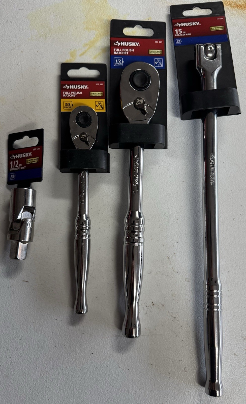 Husky Ratchet Set Lot 3/8 And 1/2 Plus 15” Breaker Bar And Universal Joint