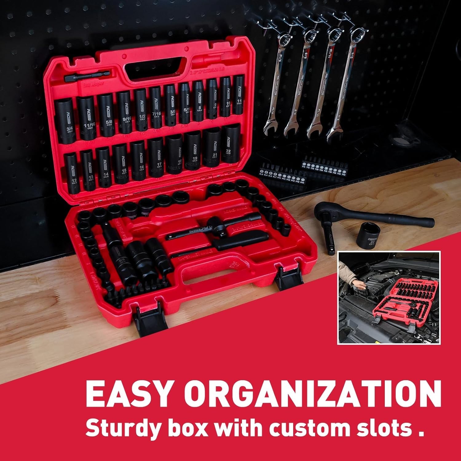 Durable 3/8″ Drive Impact Socket Wrench Set – Complete 96-Piece Collection