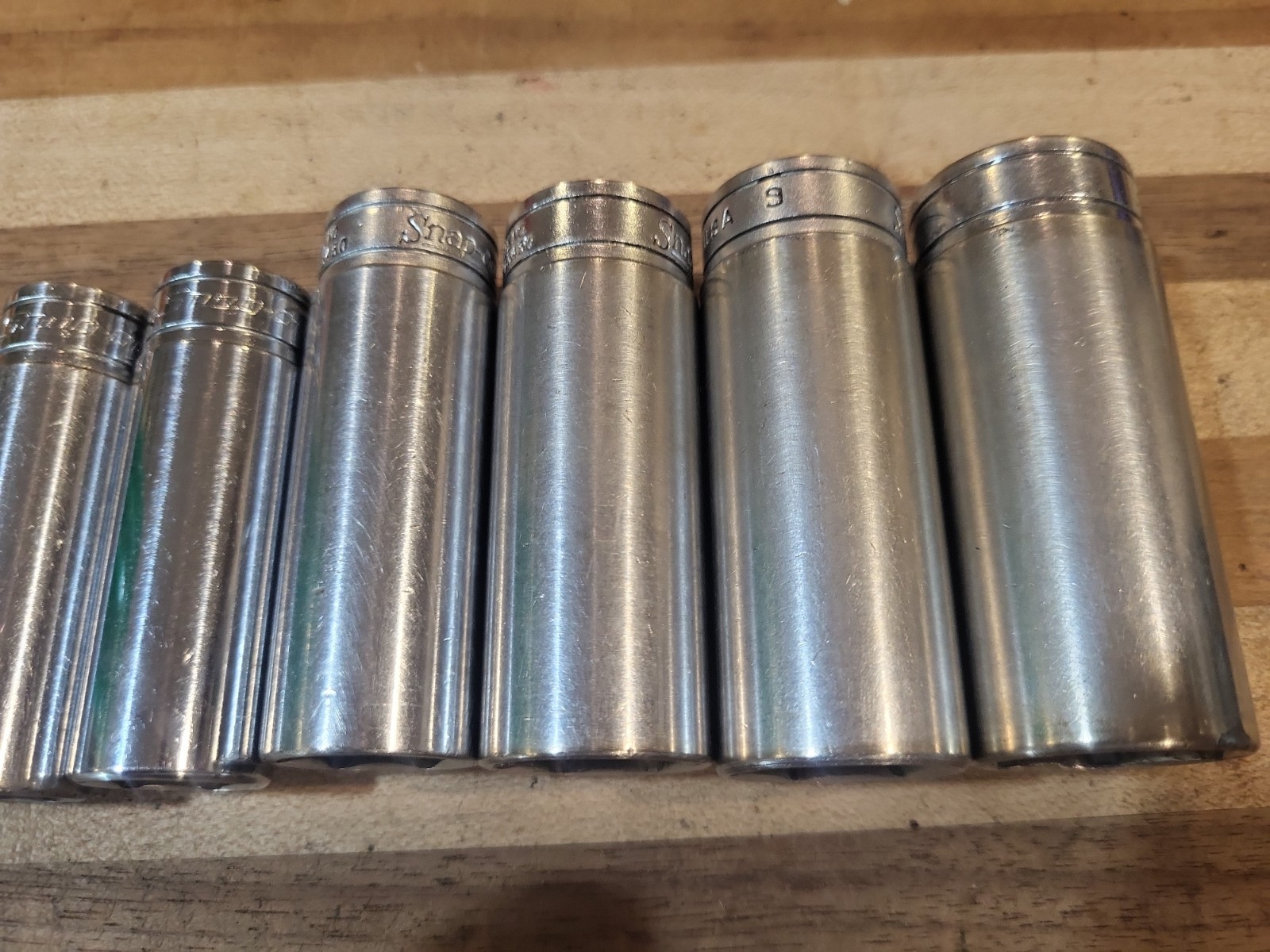 Snap-On 9 Pc. 3/8″ Dr. 6 Pt. SAE Deep Socket Set 209SFS 3/8″-7/8″ GUC 🔥 🇺🇸