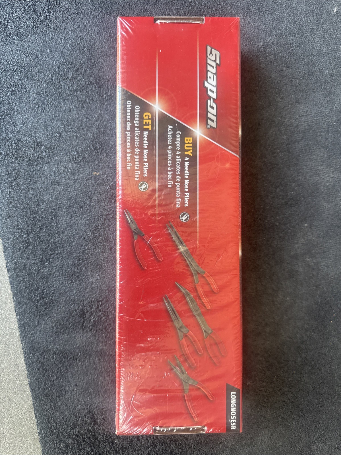 For Snap-on Tools USA NEW 5pc RED Talon Grip Needle Nose Plier Set LONGNOSE5R