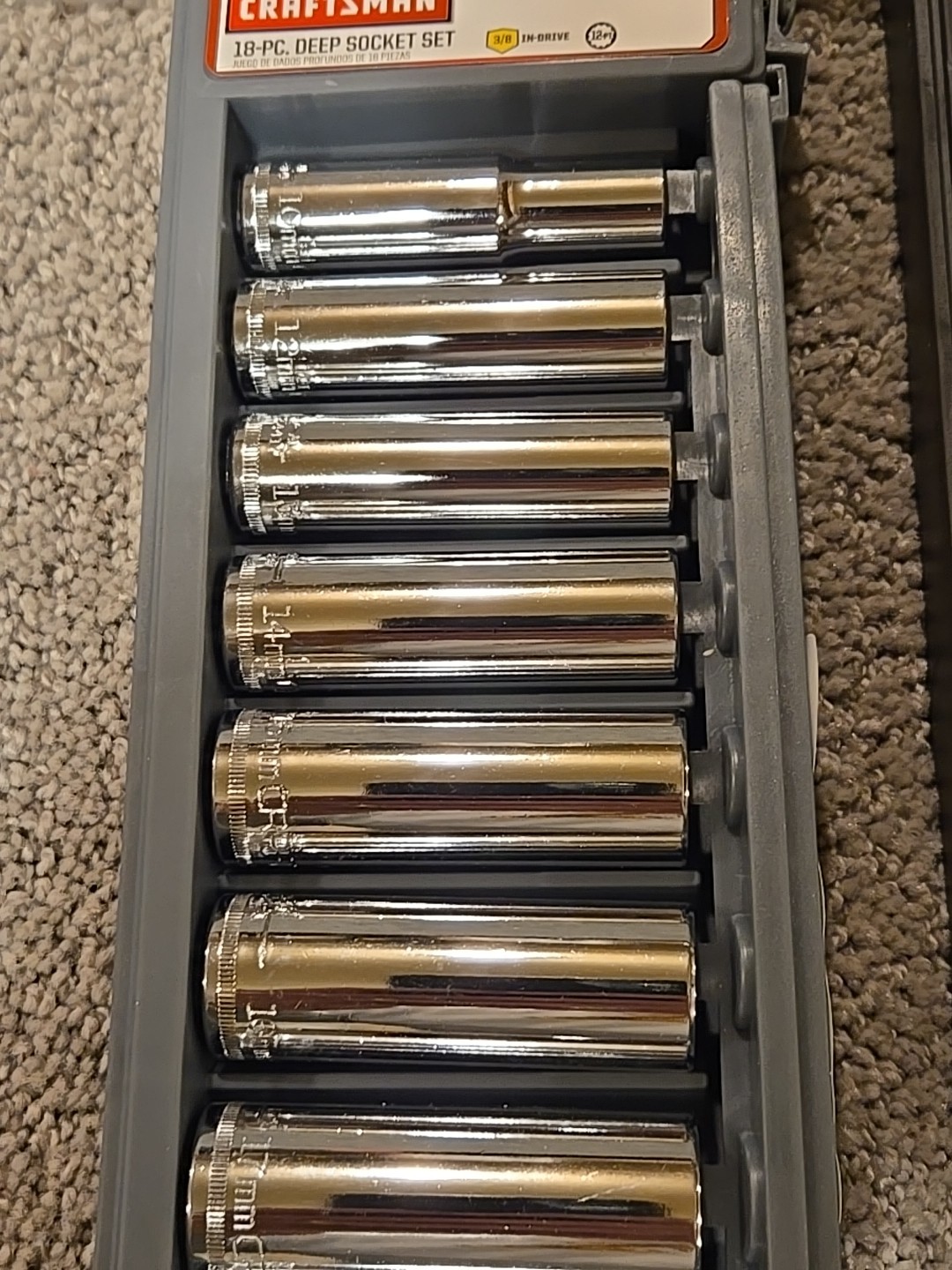 NEW Craftsman 34558 18-Piece Deep Well Socket Set SAE Metric 3/8″ drive Z-AL