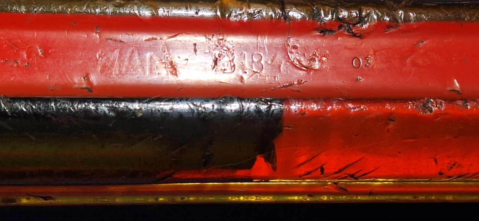Vintage Mac Tools PB18 red and yellow handle pry bar 28″ long