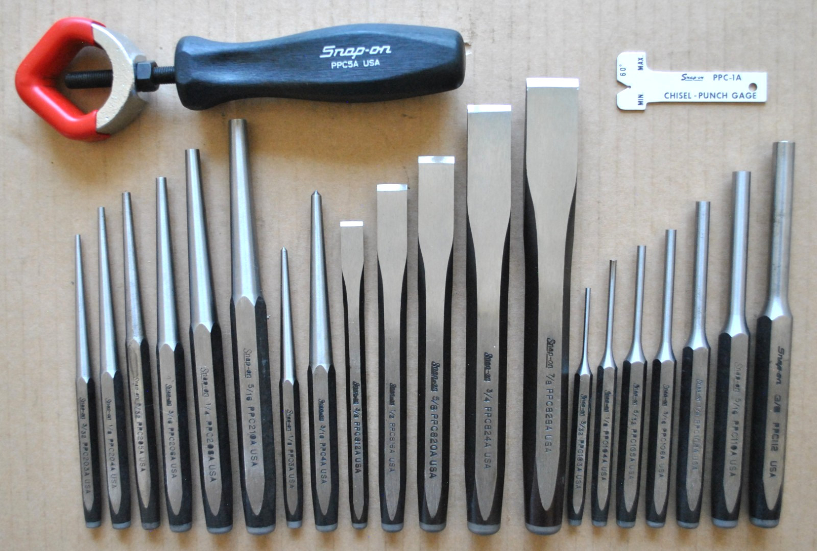 Snap On Tools 22 pc Punch and Chisel Set Automobile Tools Motorcycle Tools Mint