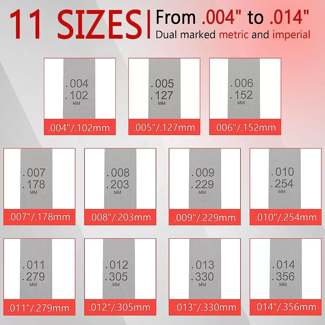 A308 Offset Valve Tappet Gauge 11-Blade Feeler Gauge Kit Sizes 0.004″ to 0.014″