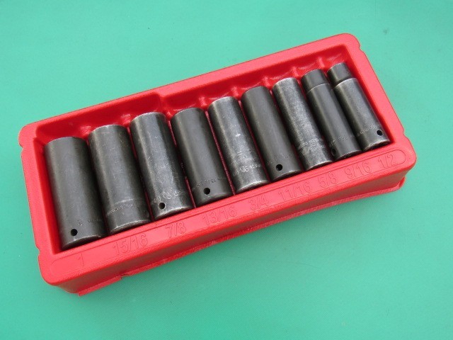 SNAP ON 309SIMY 1/2″ TO 1″ 1/2″ DRIVE SAE 6 PT DEEP IMPACT 9 PC SOCKET SET SIM