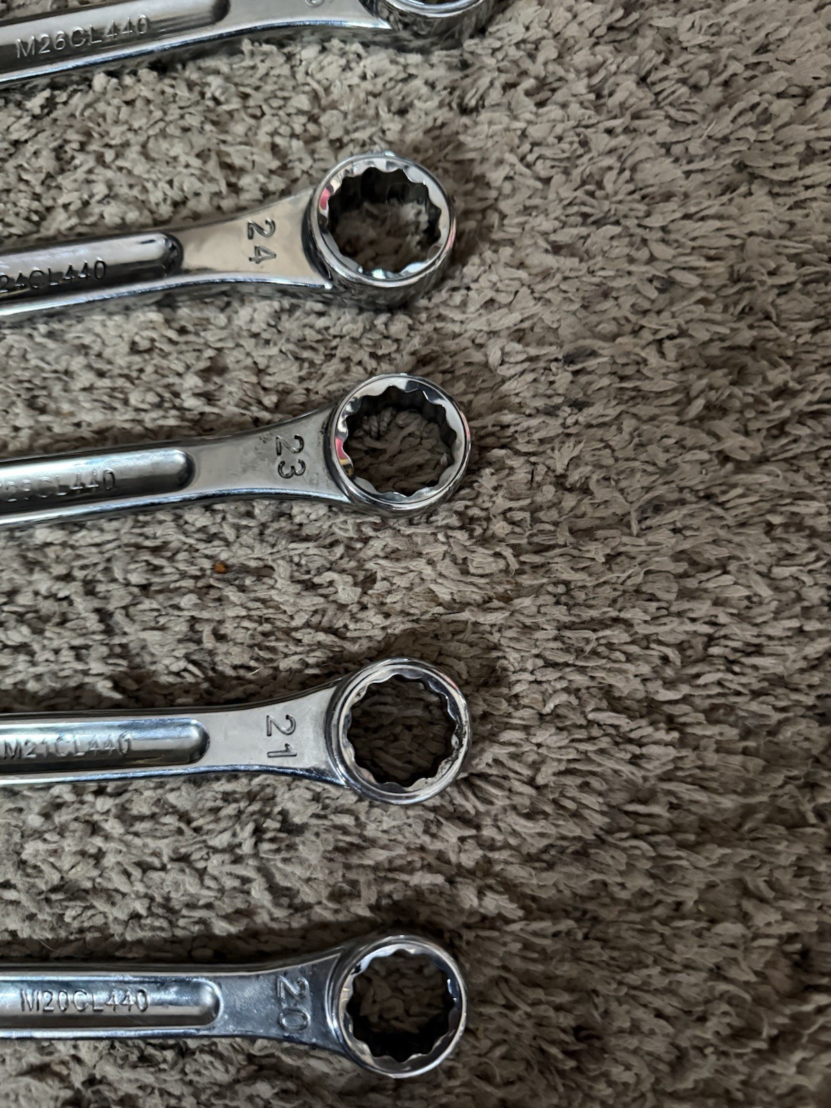 (9) Mac Precision Torque Metric Combo Wrenches 32,30,28,27,26,24,23,20,21 &20 MM
