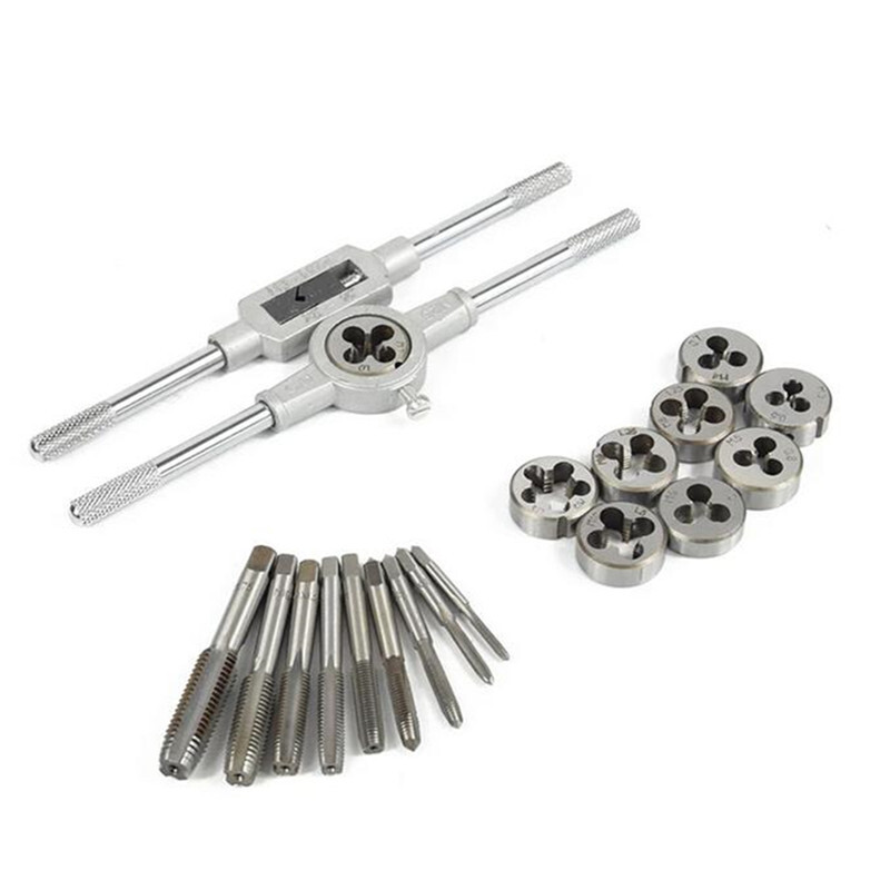 Car Metric Hand Tap Die Set M3-M12 Screw Thread Plugs Straight Taper Reamer Tool