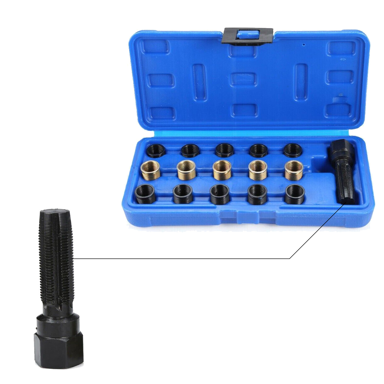M14 x 1.25 mm Thread Reamer Inserts Kit Spark Plug Rethread Repair Tap Tool