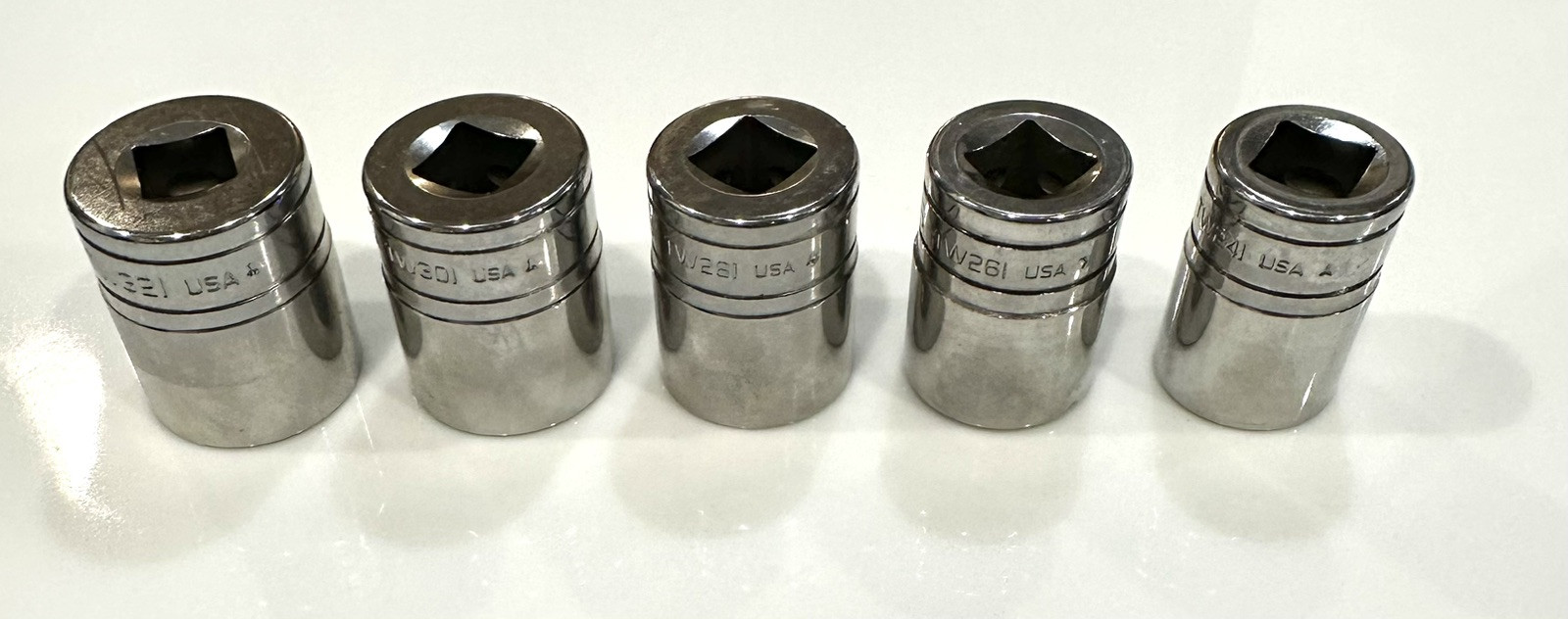 SNAP ON TOOLS Shallow Sockets 1/2” Dr 6pt Set Of 5 TW281,TW261,TW241,TW301,TW321