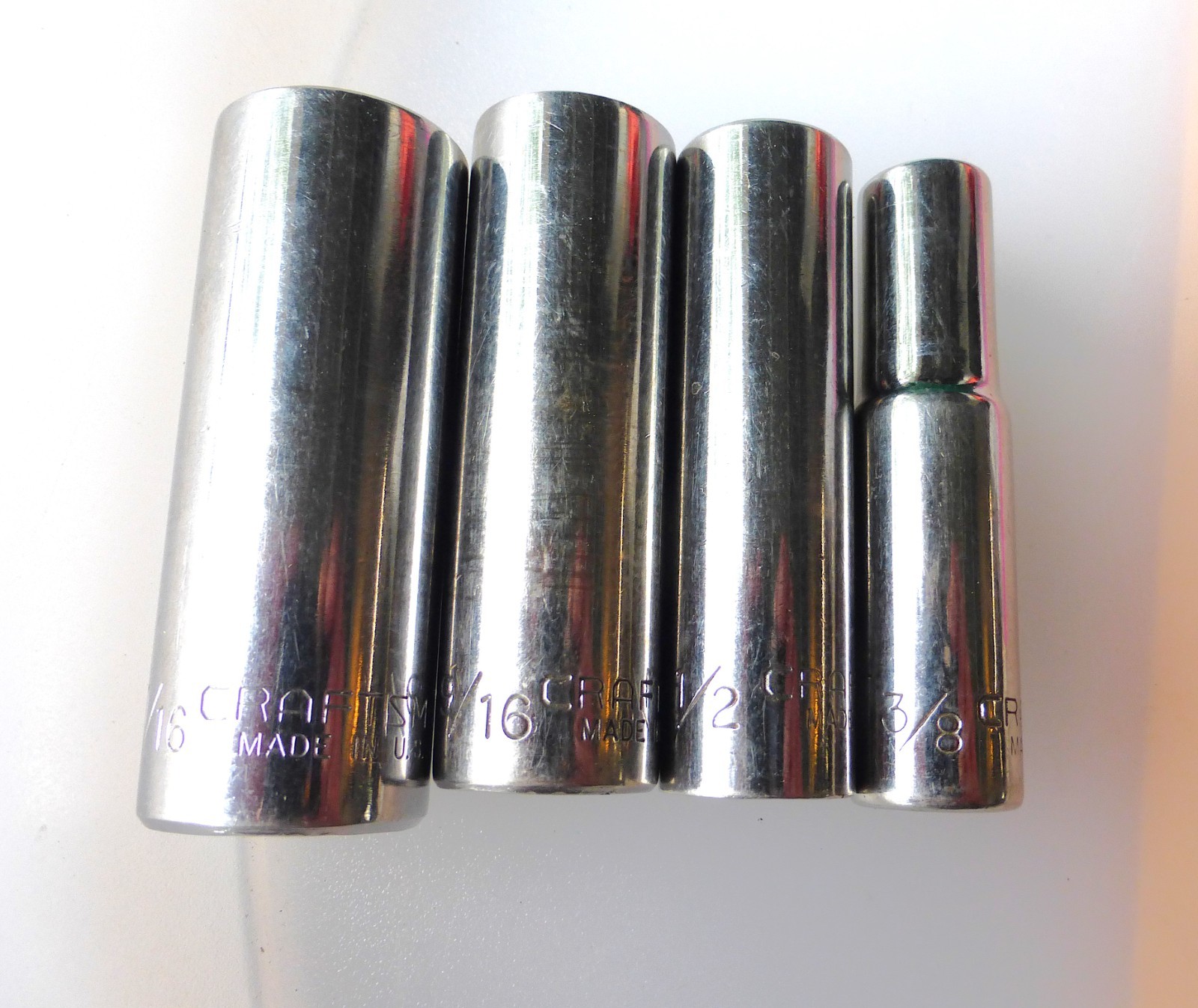 Craftsman Series EE 12pt Deep Sockets 3/8” Drive SAE 3/8-1/2-9/16-11/16 USA