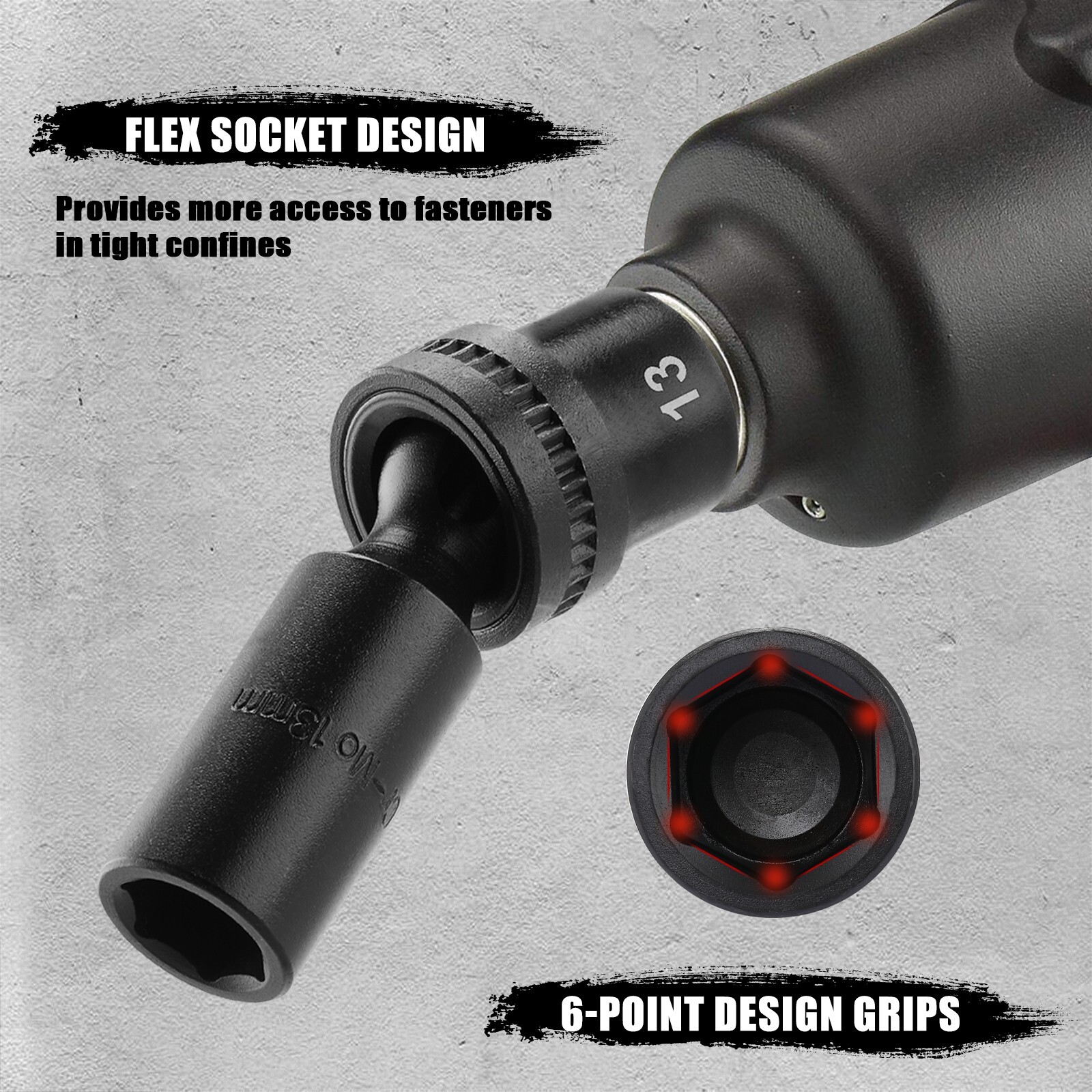 10 Piece 1/2″Drive 6 Point Universal Deep Impact Socket Set, Metric, 10mm – 19mm