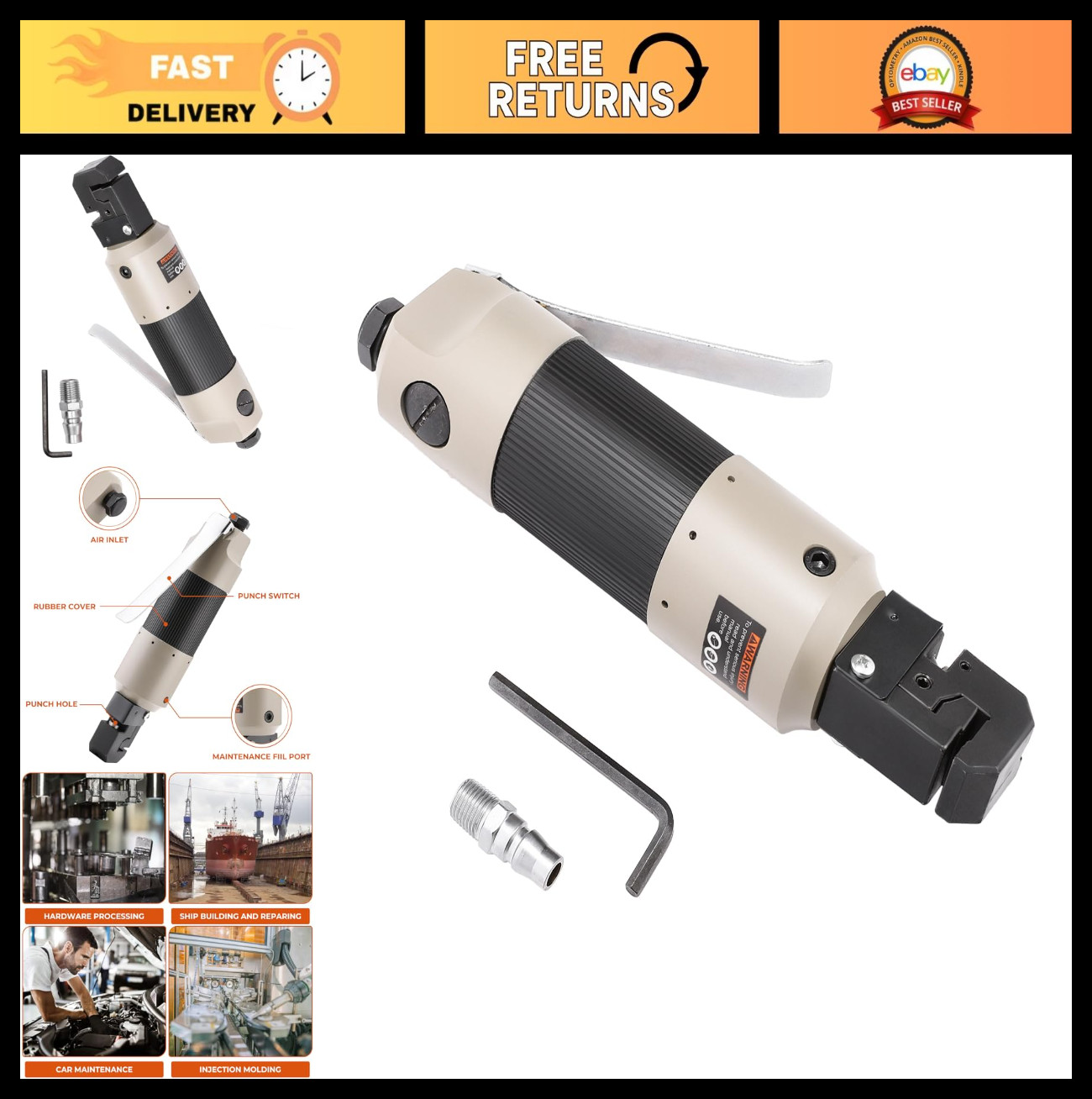 Pneumatic Flange Tool – Air Hole Punch & Crimper for Auto Body Sheet Metal Repai