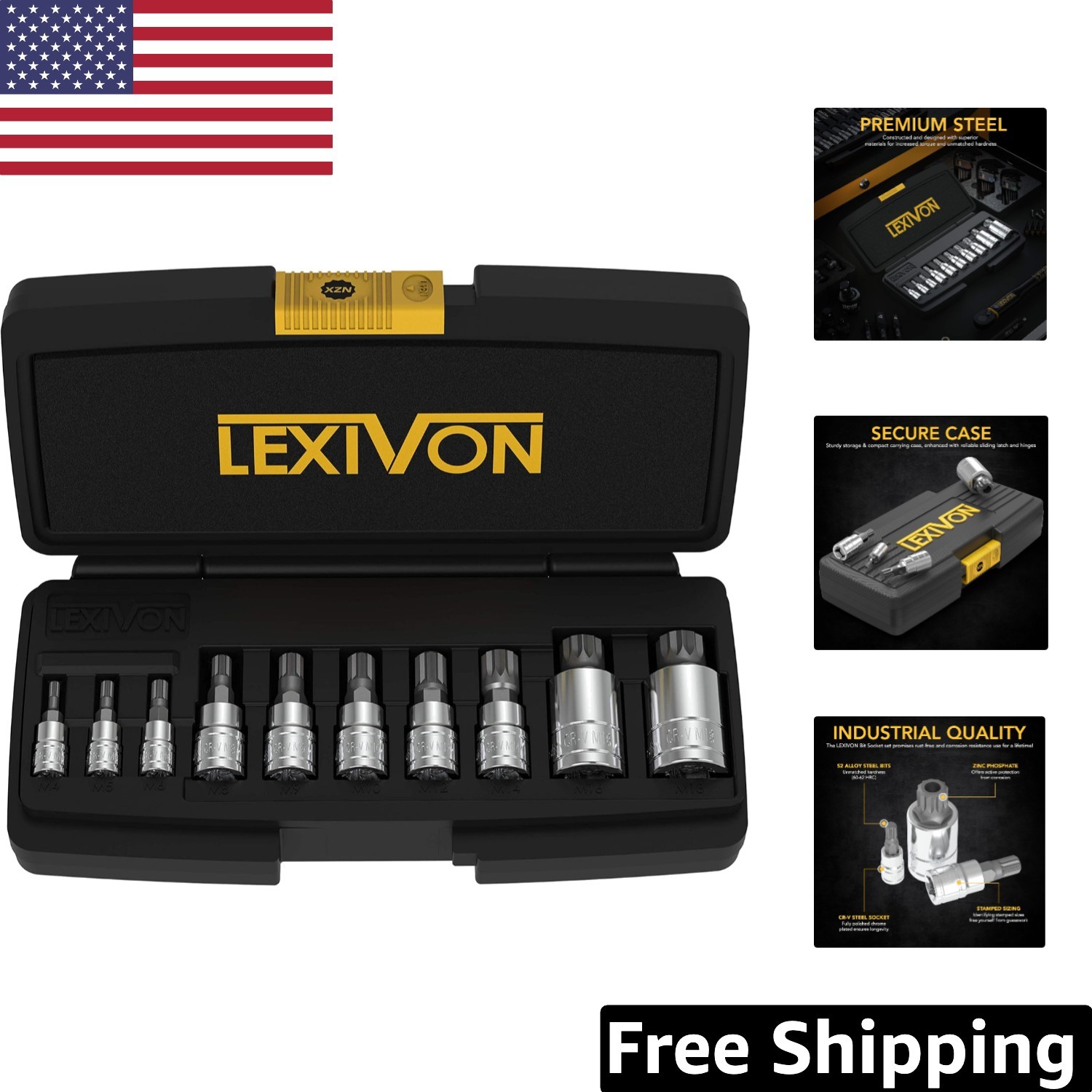 Lifetime XZN Triple Square Socket Set – Rust-Free, Durable | 10-Piece