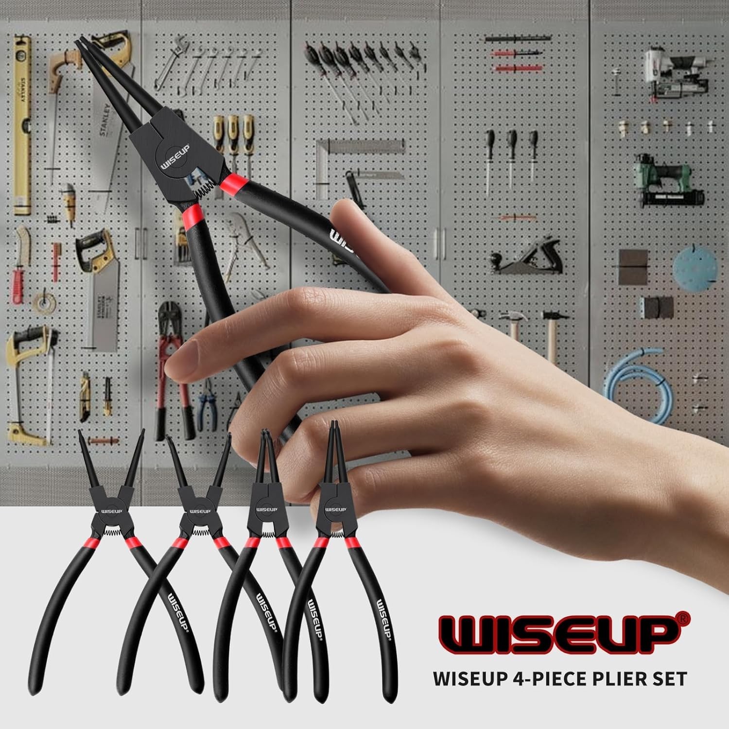 Durable 4PCS Snap Ring Pliers Set – 9 inch Tool Kit for Automotive Repair