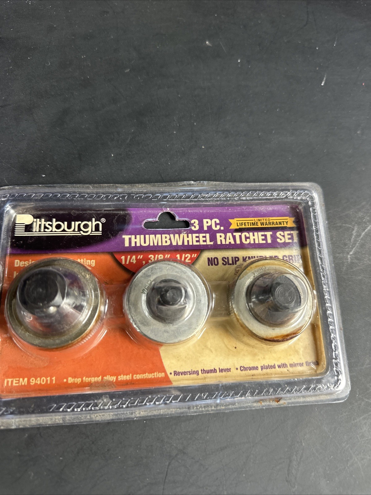 Pittsburgh 3 Pc Thumbwheel Ratchet Set 1/4” 3/8” 1/2” Item 94011 NOS #R131