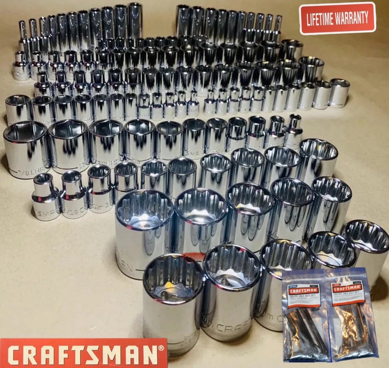 CRAFTSMAN 156 pc 1/4 3/8 1/2 Dr SAE METRIC MM 6pt 12pt wrench socket set 164 118