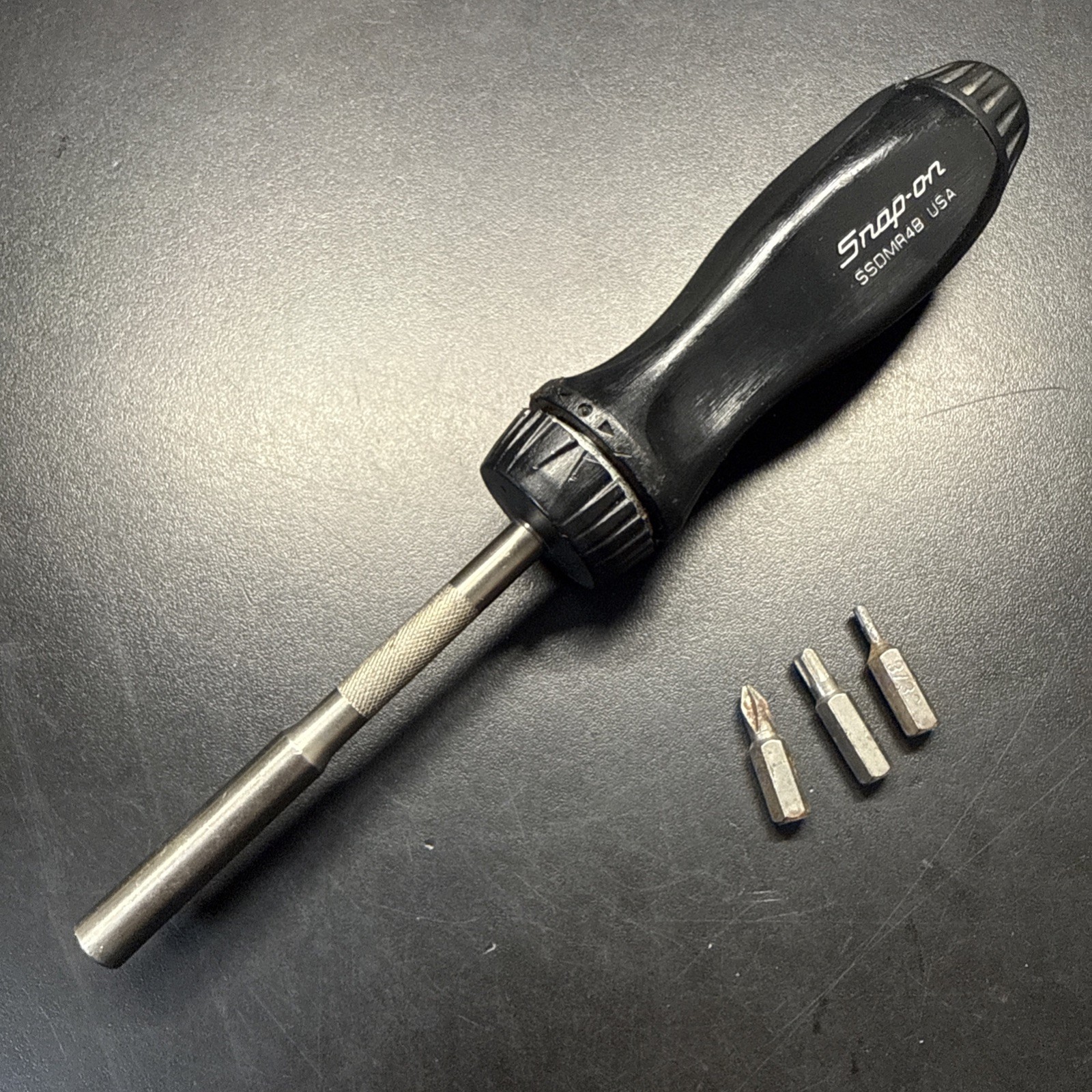 Snap On SSDMR4B Black Magnetic Ratcheting Screwdriver With 3 Bits USA