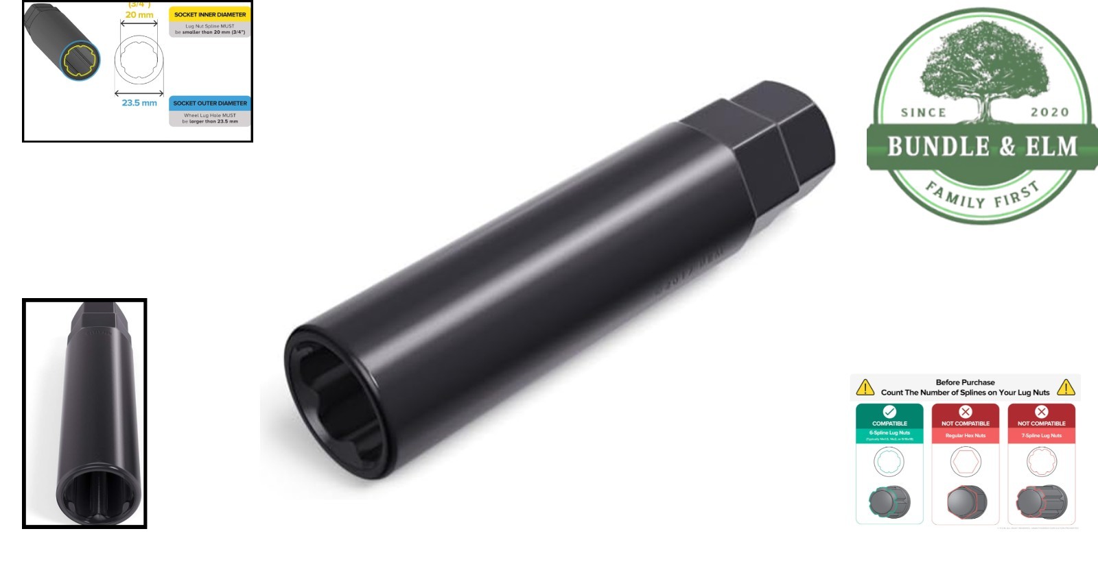 Durable 6 Point Spline Key Tool for Truck Wheel Lock Lug Nuts – 3.5 Inches