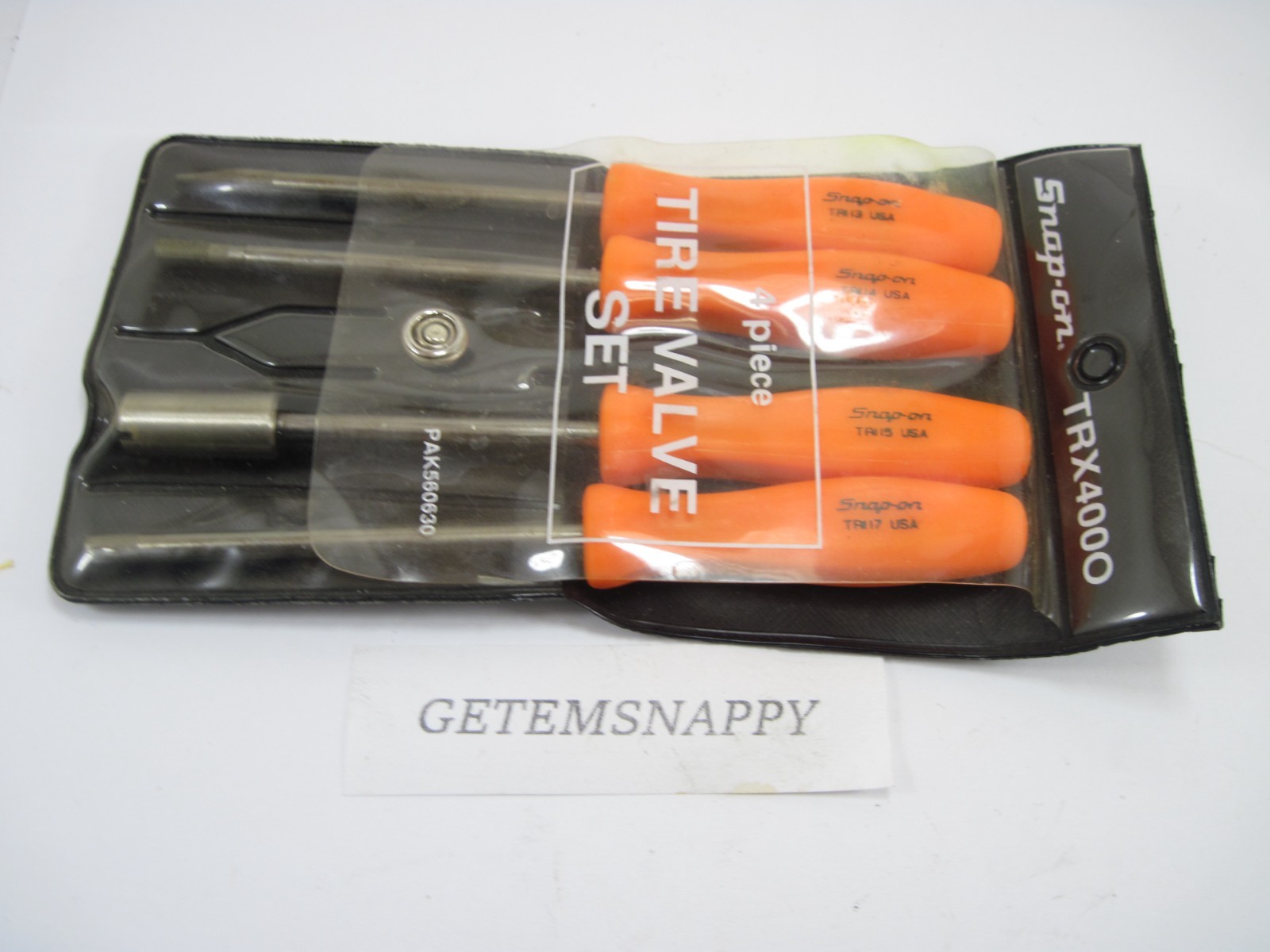 Snap On Tire Valve Core Set W/Orange Hard Screwdriver Handles TR MINT