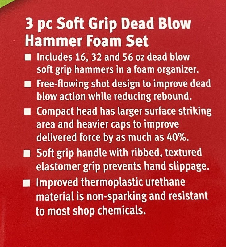 New Snap-On 3pc GREEN 16, 32, 56oz Dead Blow Hammer Set HBFE301FG