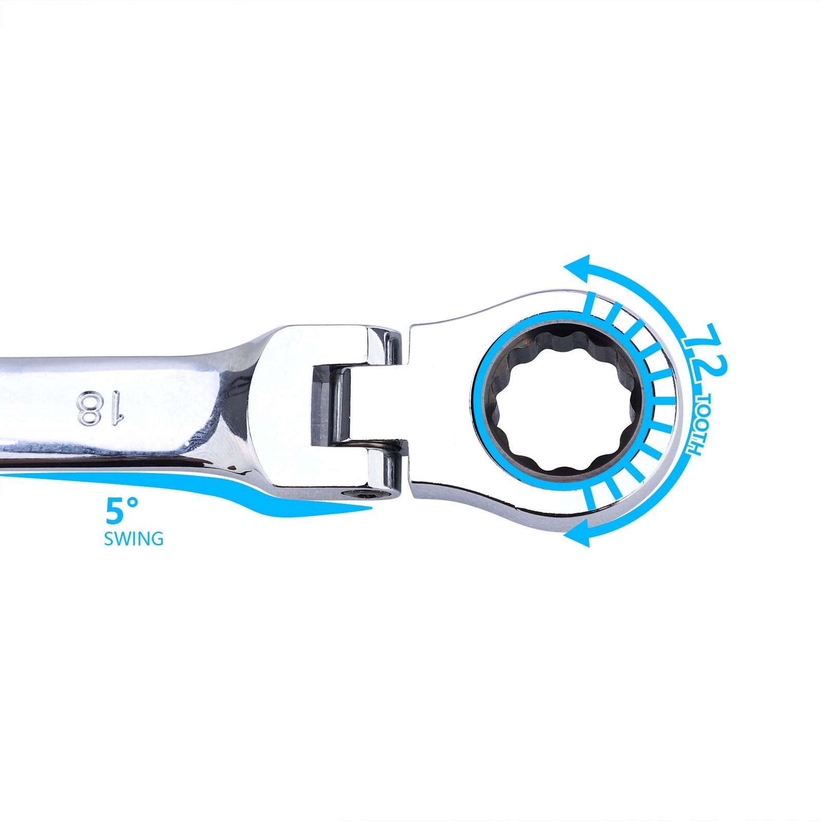 Double Box End Ratcheting Wrench Flex-Head Spanner Set Metric w/ Carrying Bag