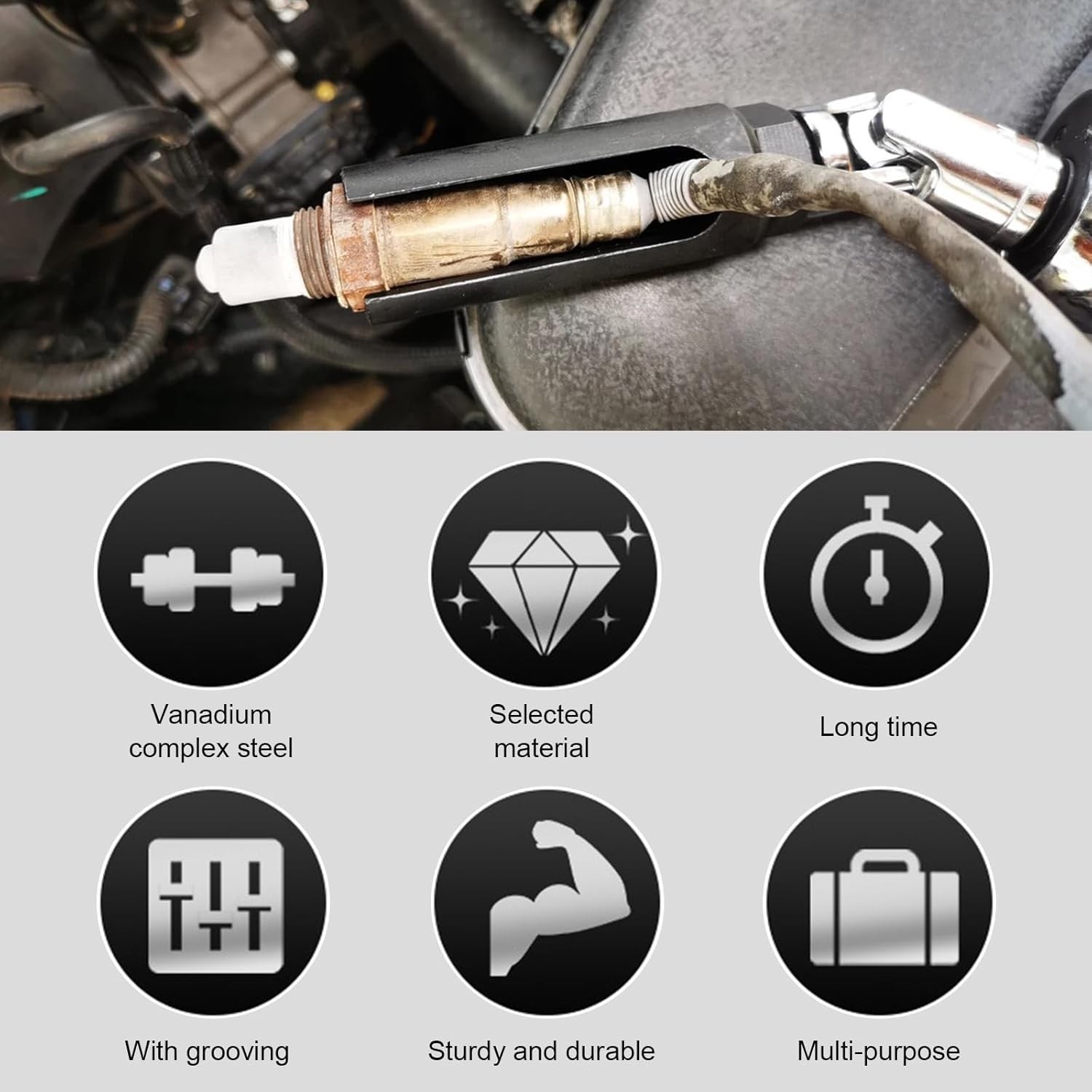 Oxygen Sensor Socket with Side Wire Cutout, 1/2 3.54×0.87 inches, Small