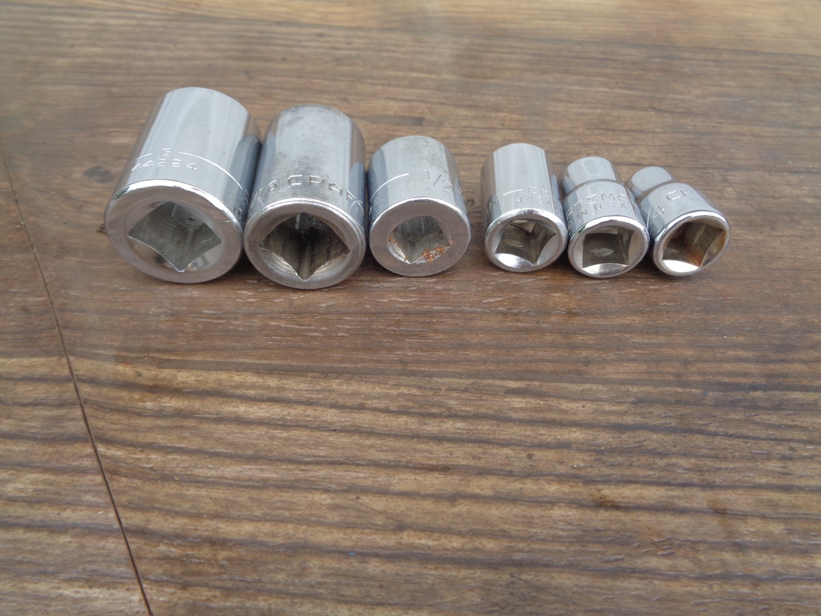 6- CRAFTSMAN Sockets SAE 8 Point 1/2″ & 3/8″ Drive 5/8, 9/16, 1/2, 3/8, 5/16,1/4