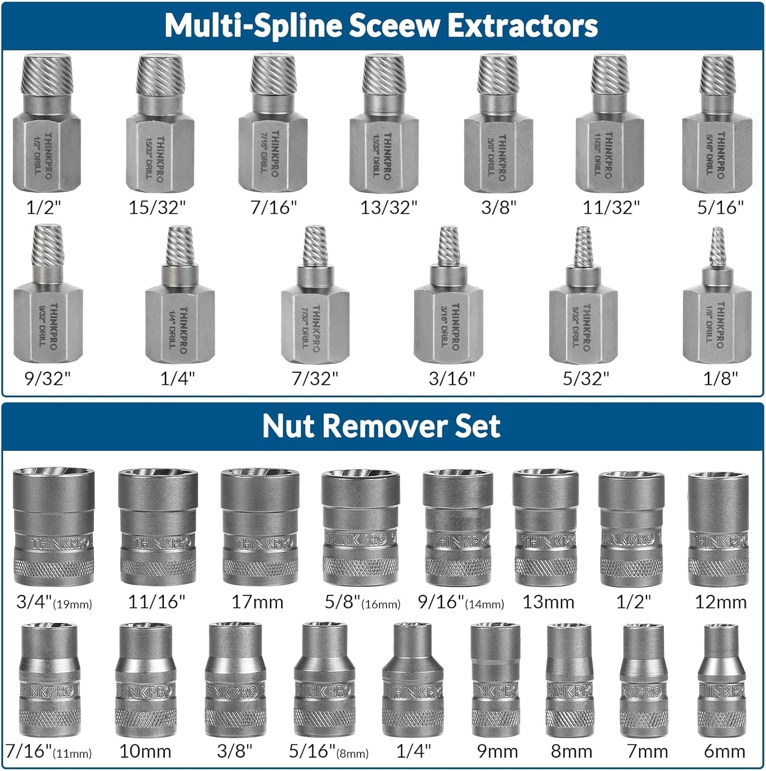 Screw & Bolt Extractor Set and Left Hand Drill Bit Kit,54 PCS Easy 54-piece