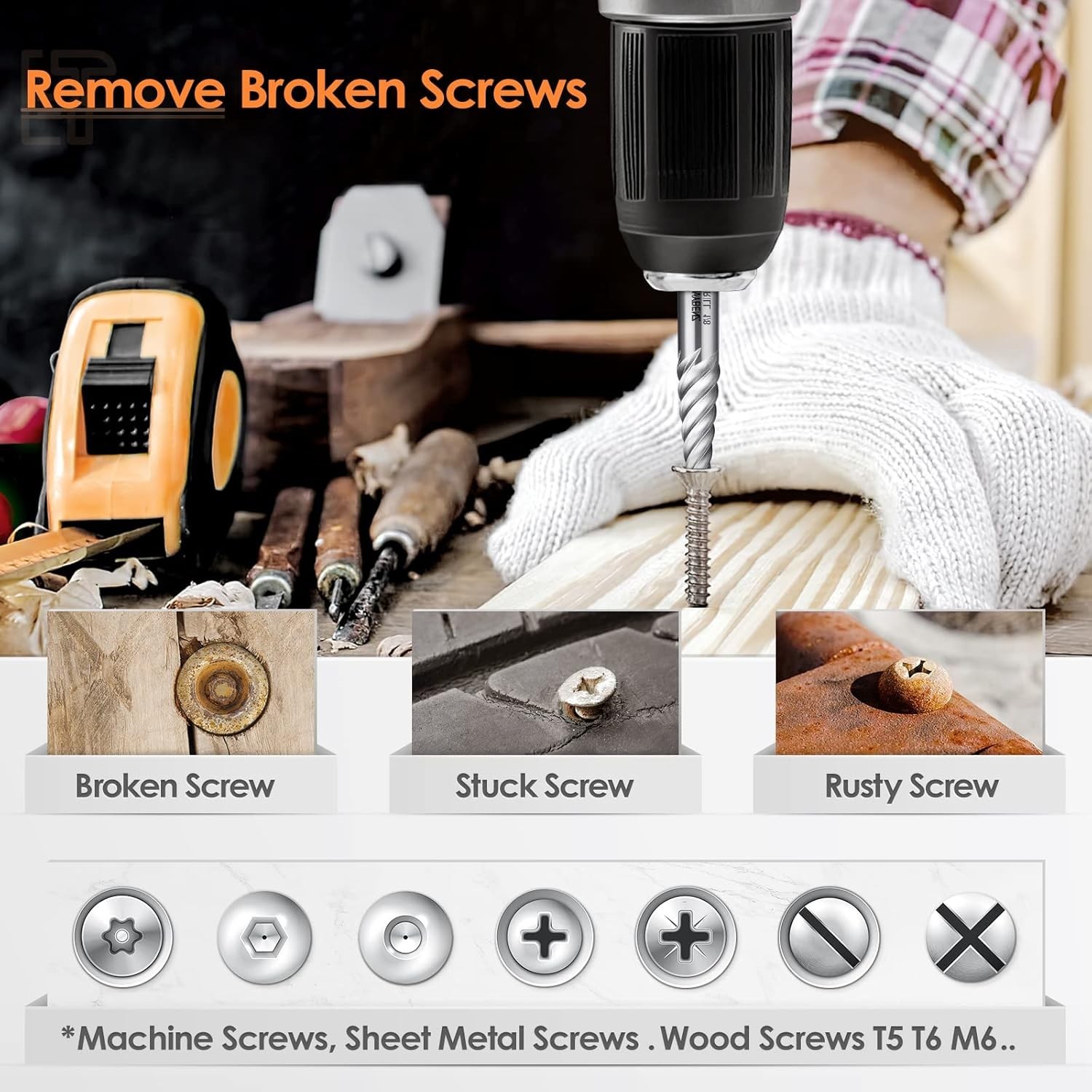 Efficient Spiral Flute 6-Pc Screw Extractor Set – Perfect Gift for DIYers