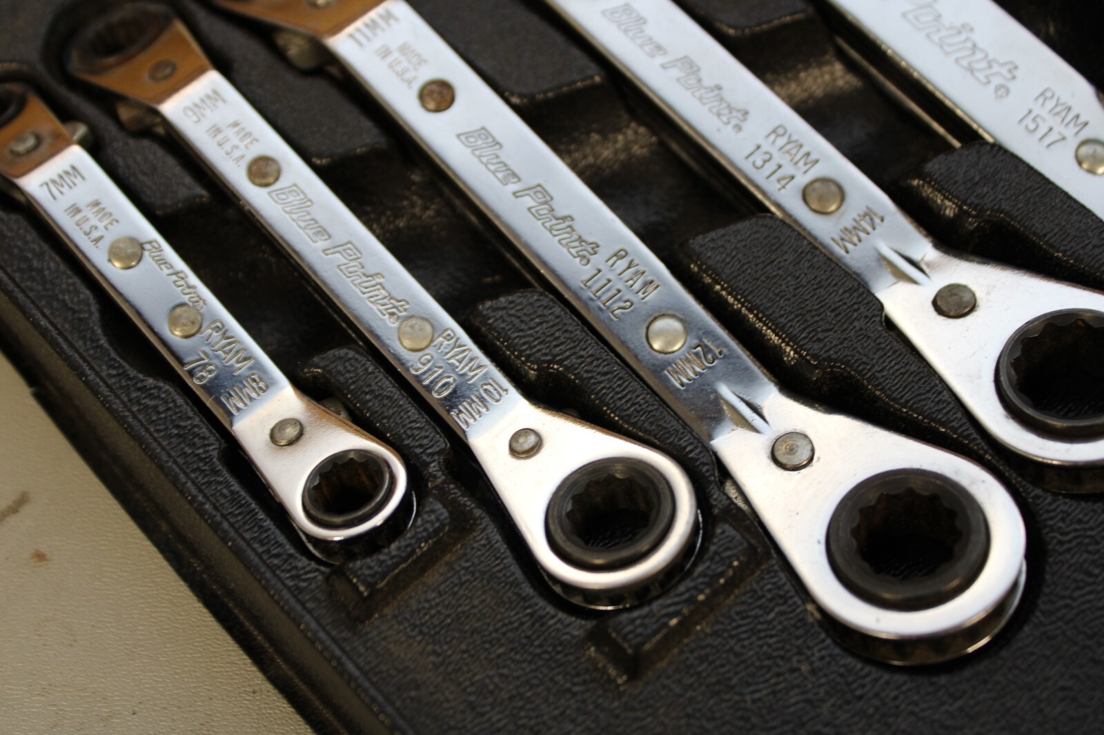NICE! Blue-Point 5pc Metric 7-17mm 25° Offset Ratcheting Box Wrench Set RBYAM605