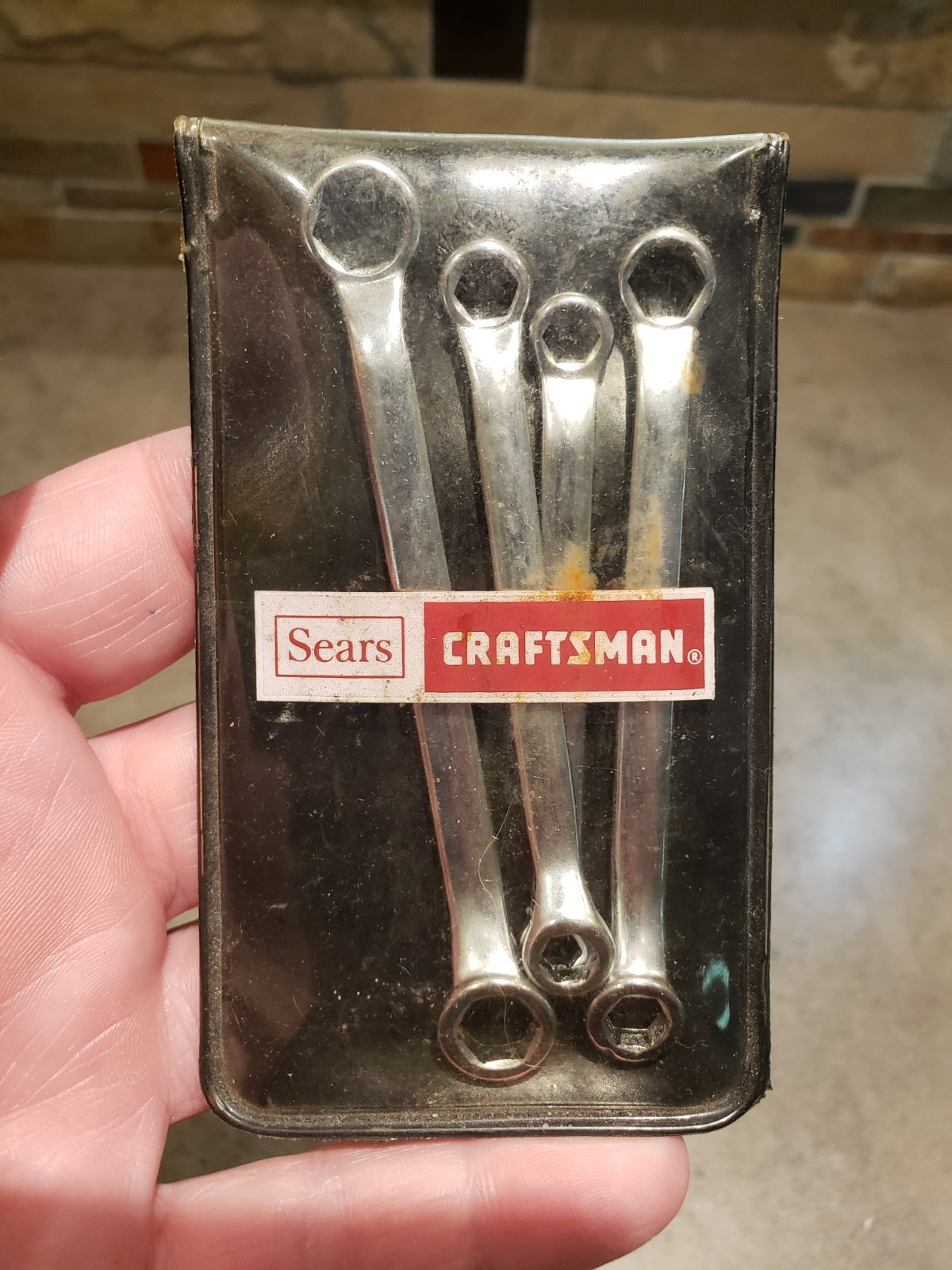 Vtg Craftsman USA 4 piece Ignition Midget Box End Wrench Set in Pouch SAE 9-4379