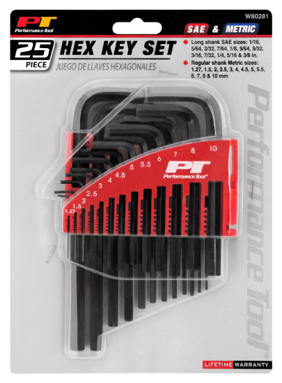 Performance Tool W80281 25pc SAE/MET Hex Key Set – 25pc SAE/Metric Hex Key Set