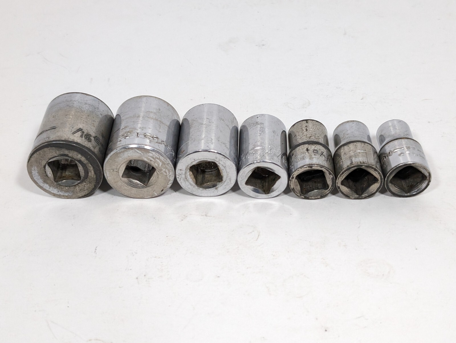 Lot Of 7 Craftsman 12 Point SAE Short 1/2″ Drive Sockets 1 1/16 To 7/16
