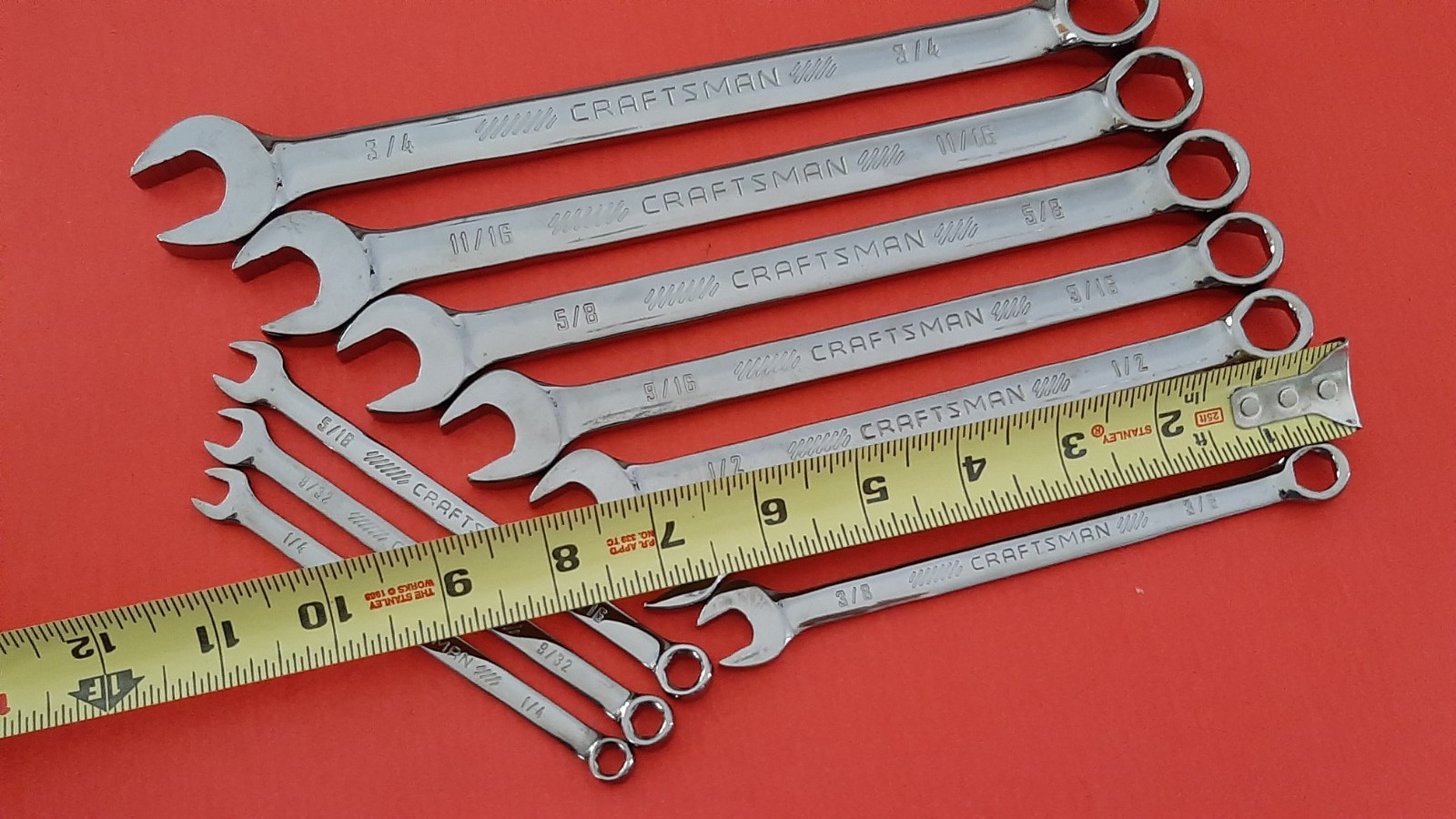 NEW Craftsman OVERDRIVE 10 Piece SAE Combination Wrench Set 1/4″ to 3/4″